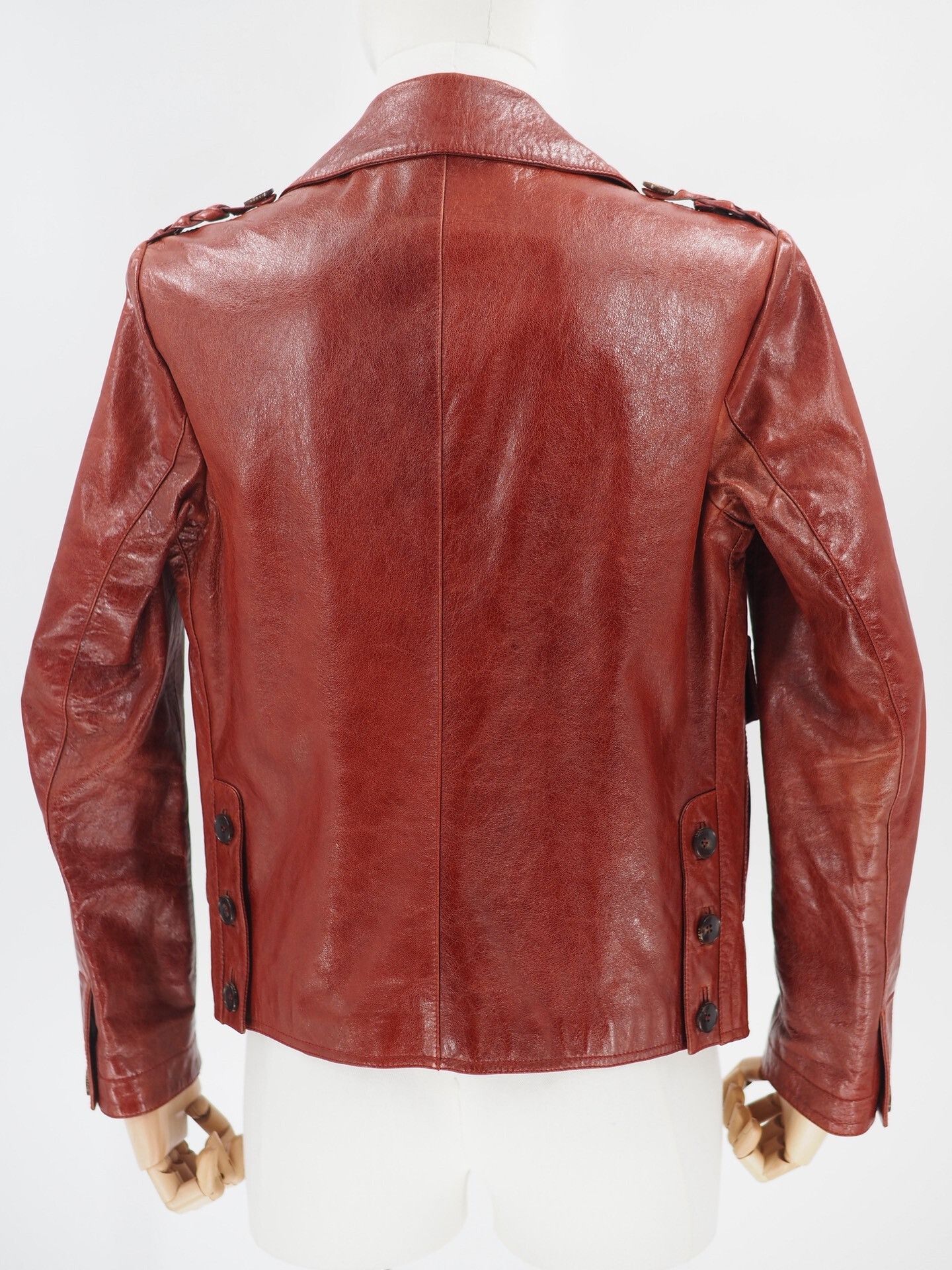 Gucci gucci double-breasted leather jacket in burgundy Size US L / EU 52-54 / 3 - 2 Thumbnail