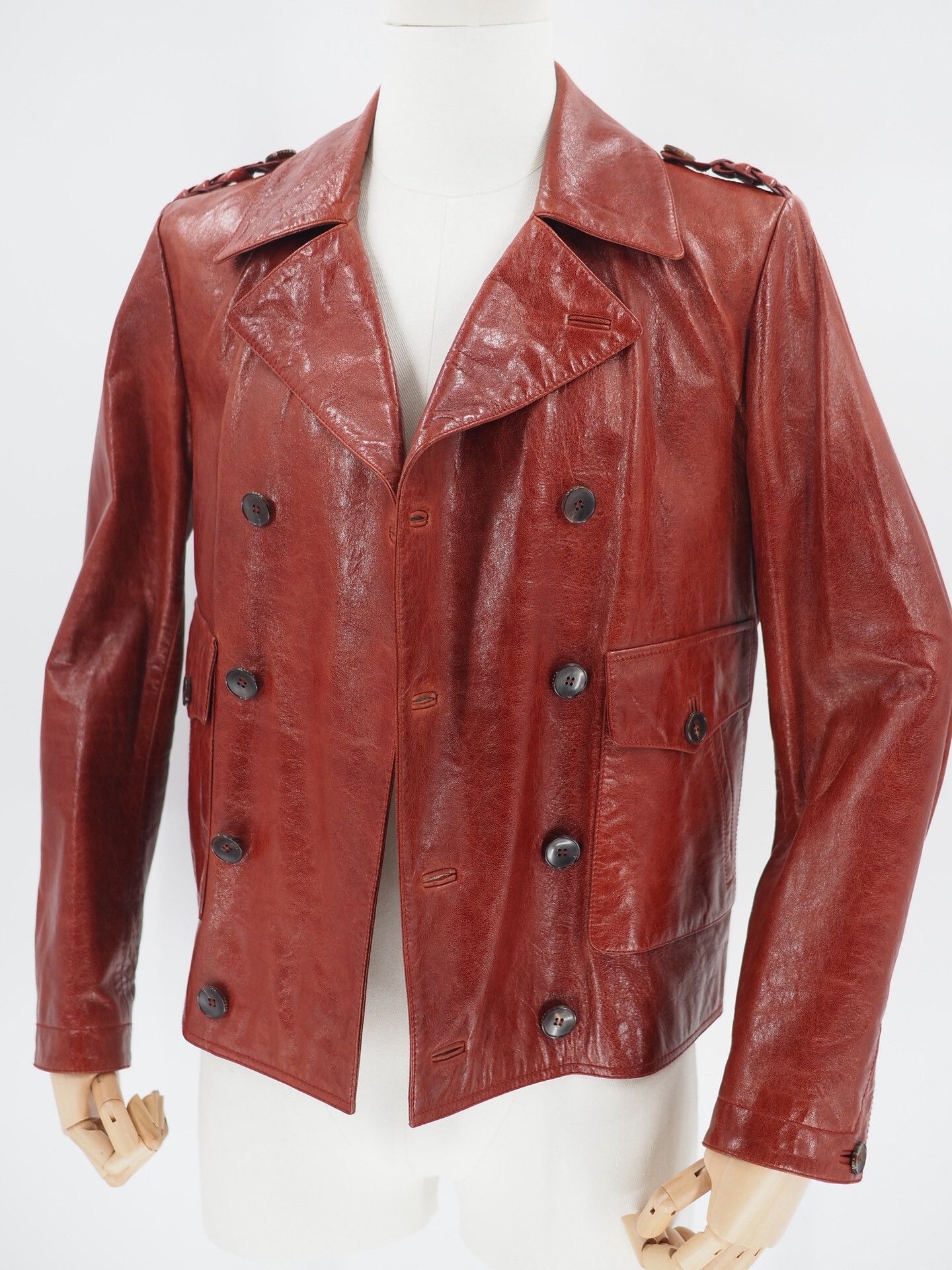 Gucci gucci double-breasted leather jacket in burgundy Size US L / EU 52-54 / 3 - 3 Thumbnail