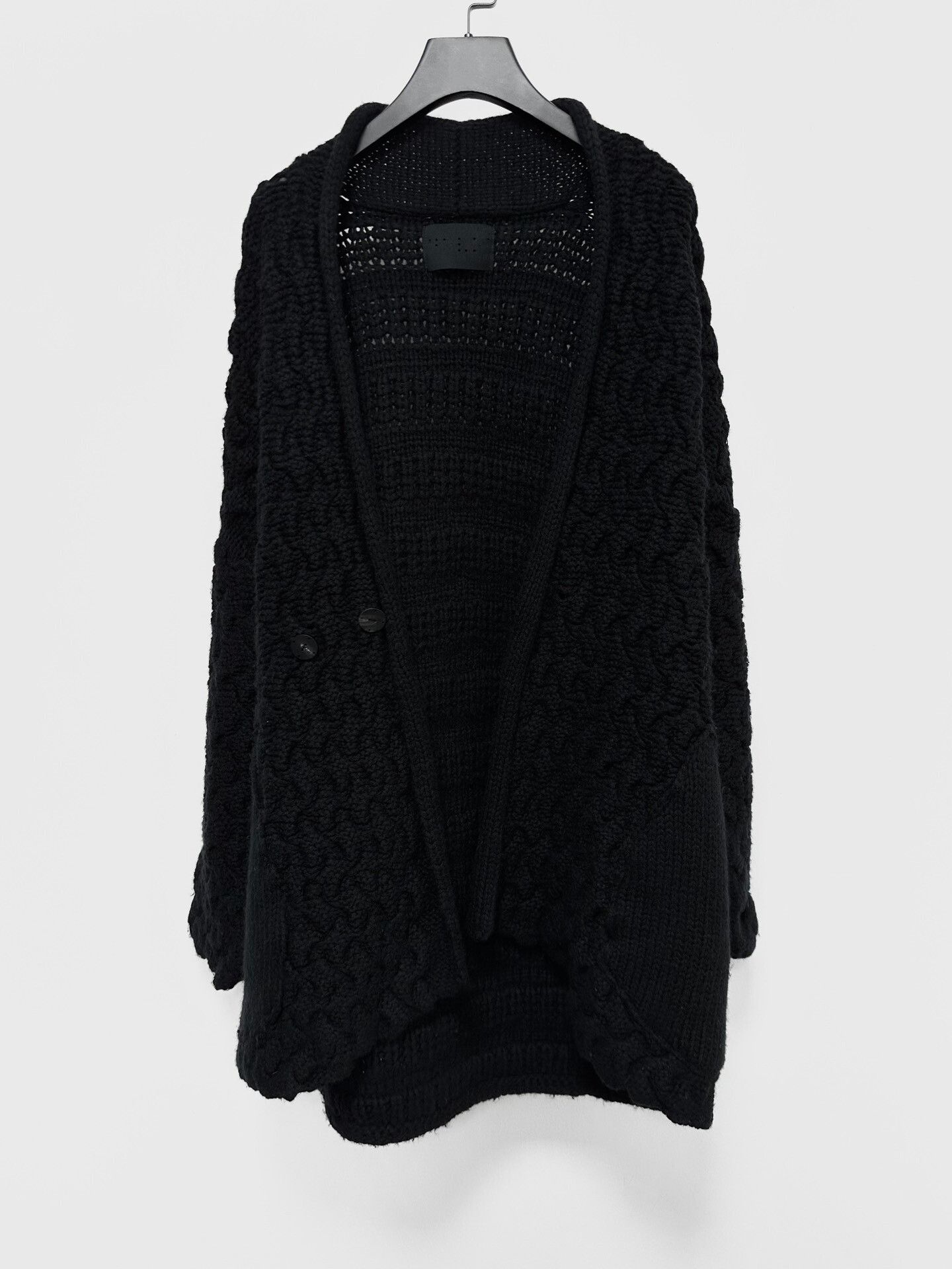 Devoa black oversized hand-knitted cashmere jacket Size US M / EU 48-50 / 2 - 2 Thumbnail
