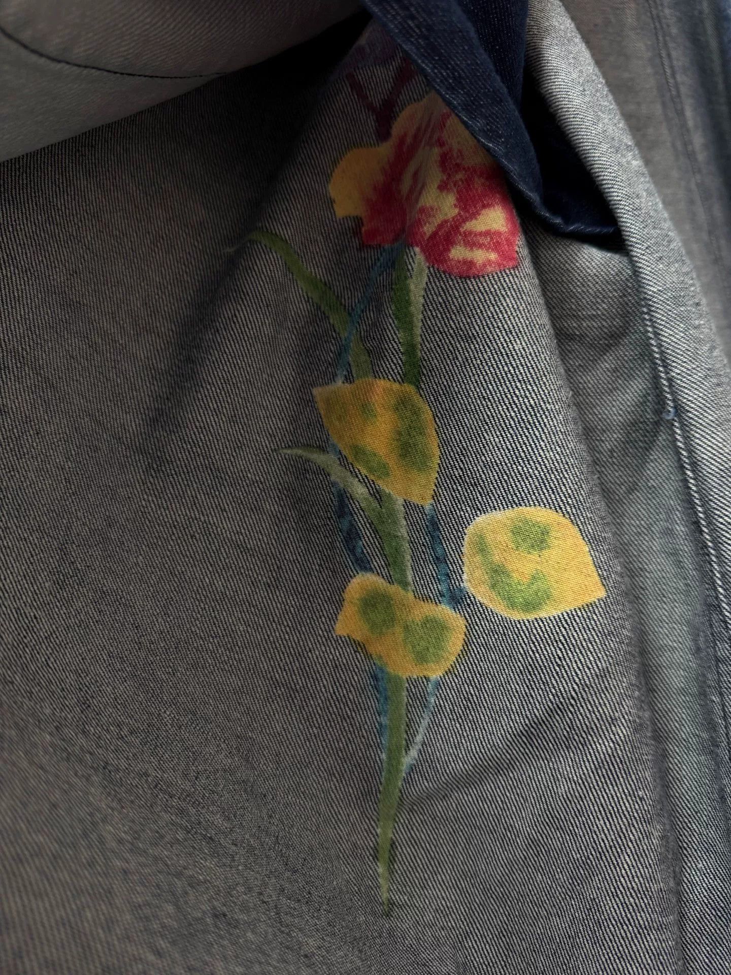 Yohji Yamamoto yohji yamamoto denim jacket with floral design Size US L / EU 52-54 / 3 - 6 Thumbnail