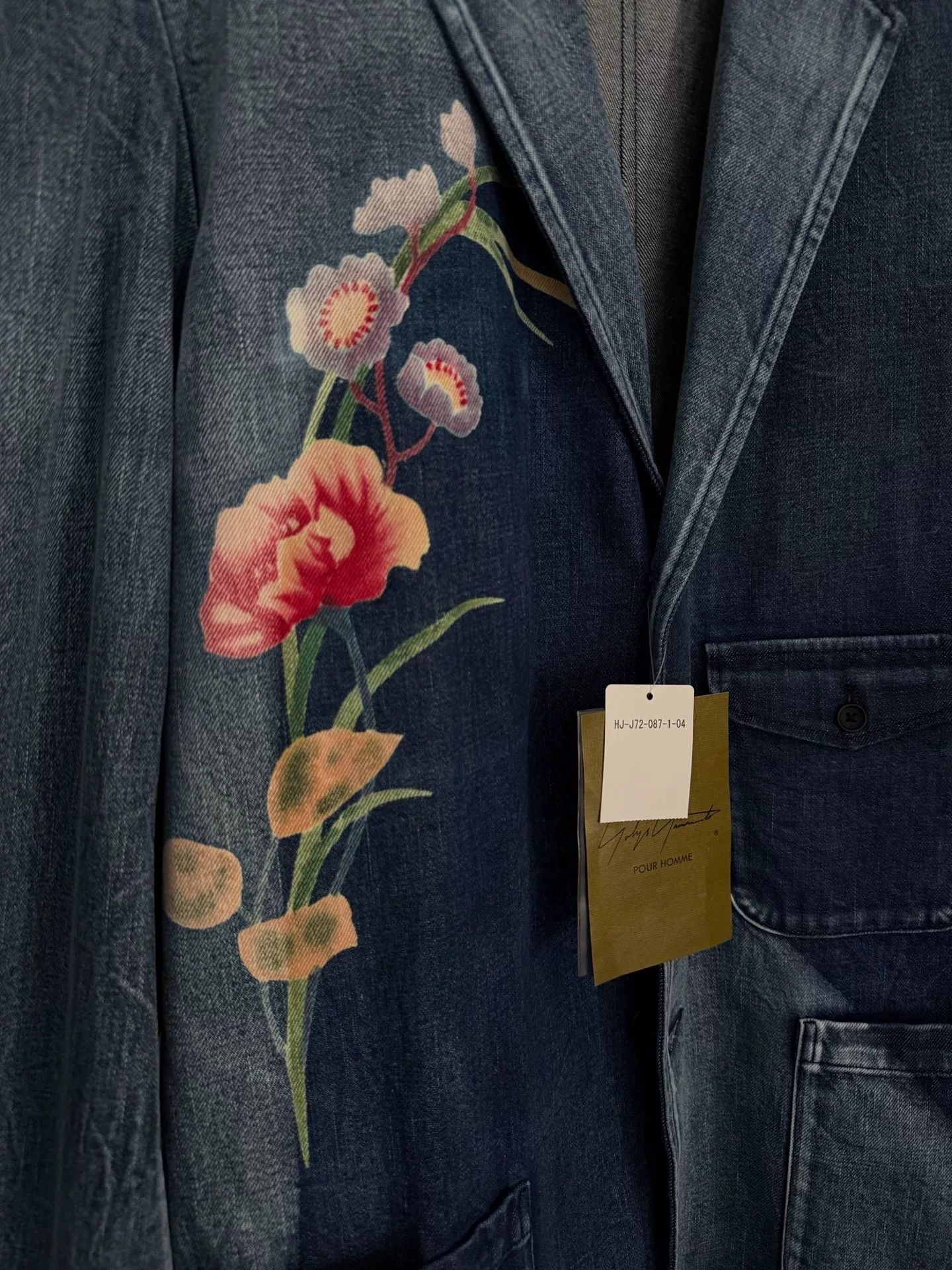Yohji Yamamoto yohji yamamoto denim jacket with floral design Size US L / EU 52-54 / 3 - 4 Thumbnail