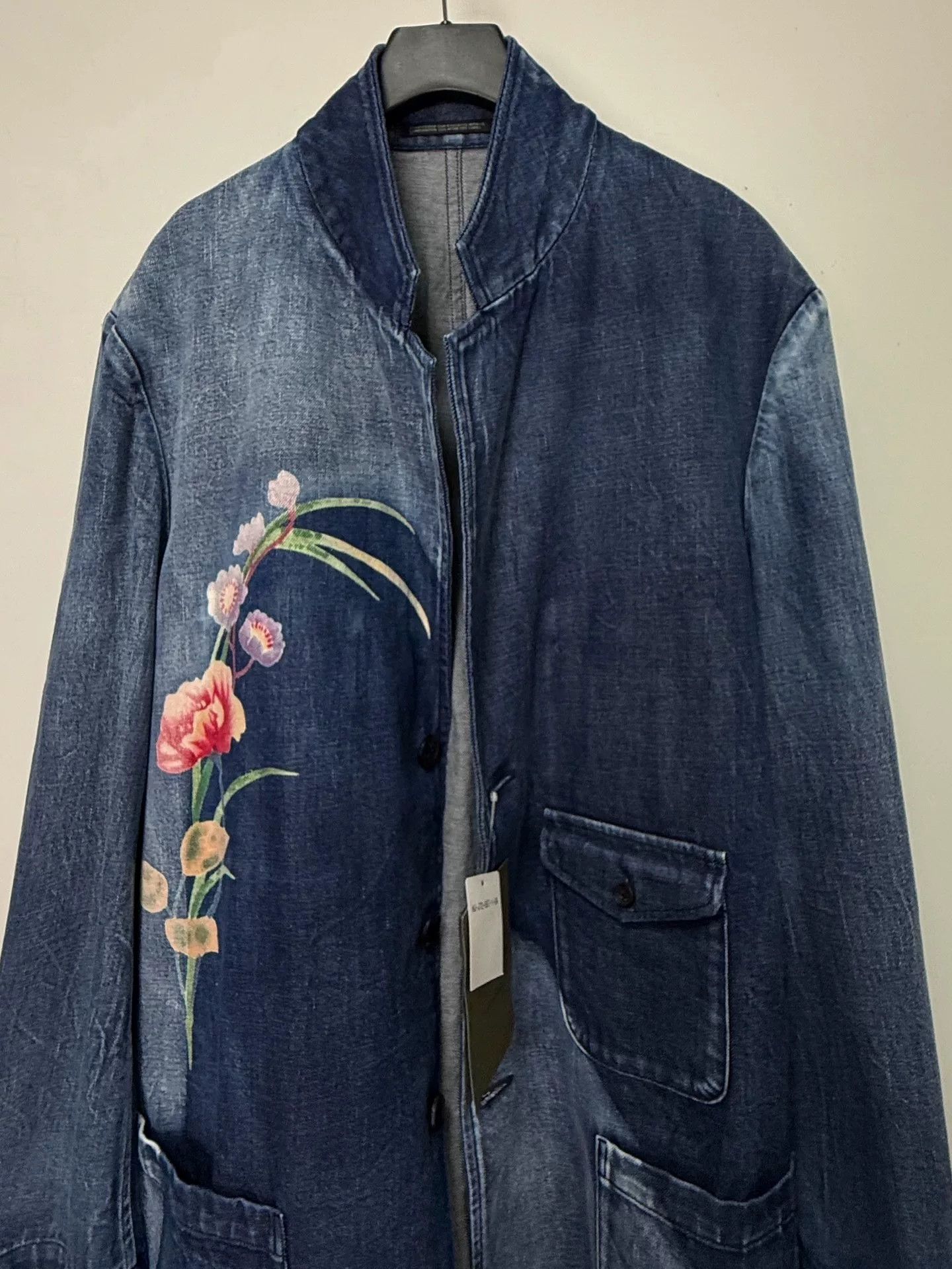 Yohji Yamamoto yohji yamamoto denim jacket with floral design Size US L / EU 52-54 / 3 - 5 Thumbnail