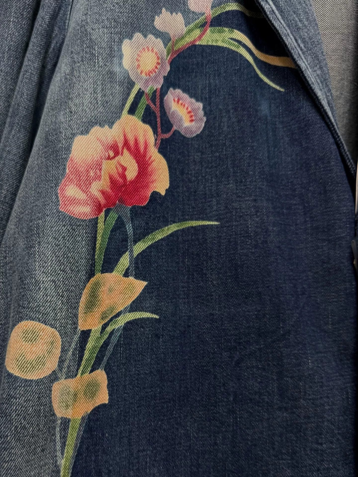 Yohji Yamamoto yohji yamamoto denim jacket with floral design Size US L / EU 52-54 / 3 - 7 Thumbnail