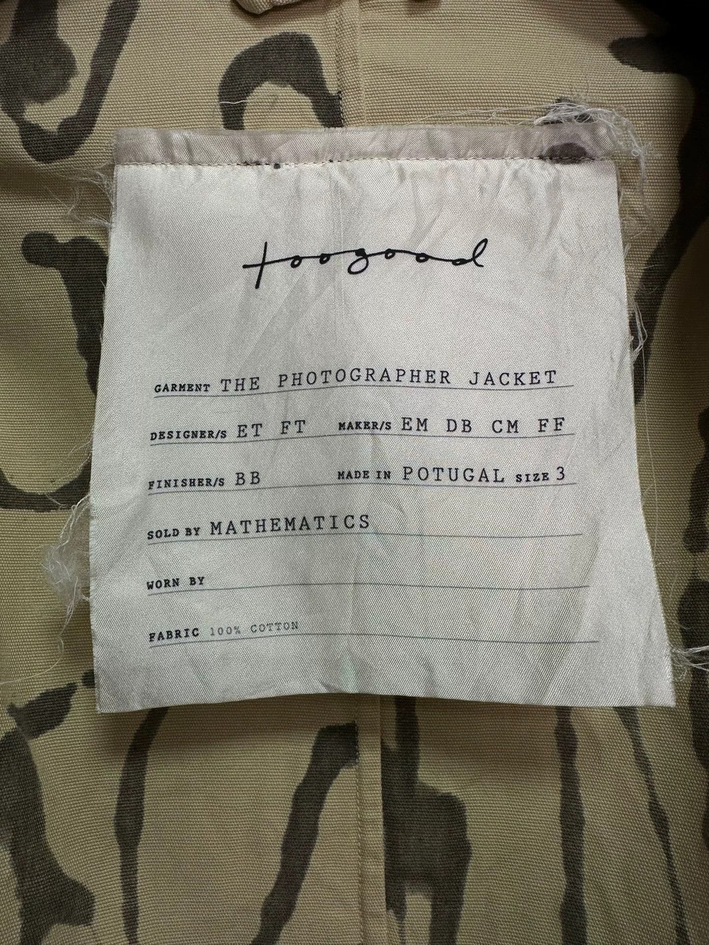 Toogood toogood hand-painted photographer jacket limited edition Size US M / EU 48-50 / 2 - 7 Thumbnail