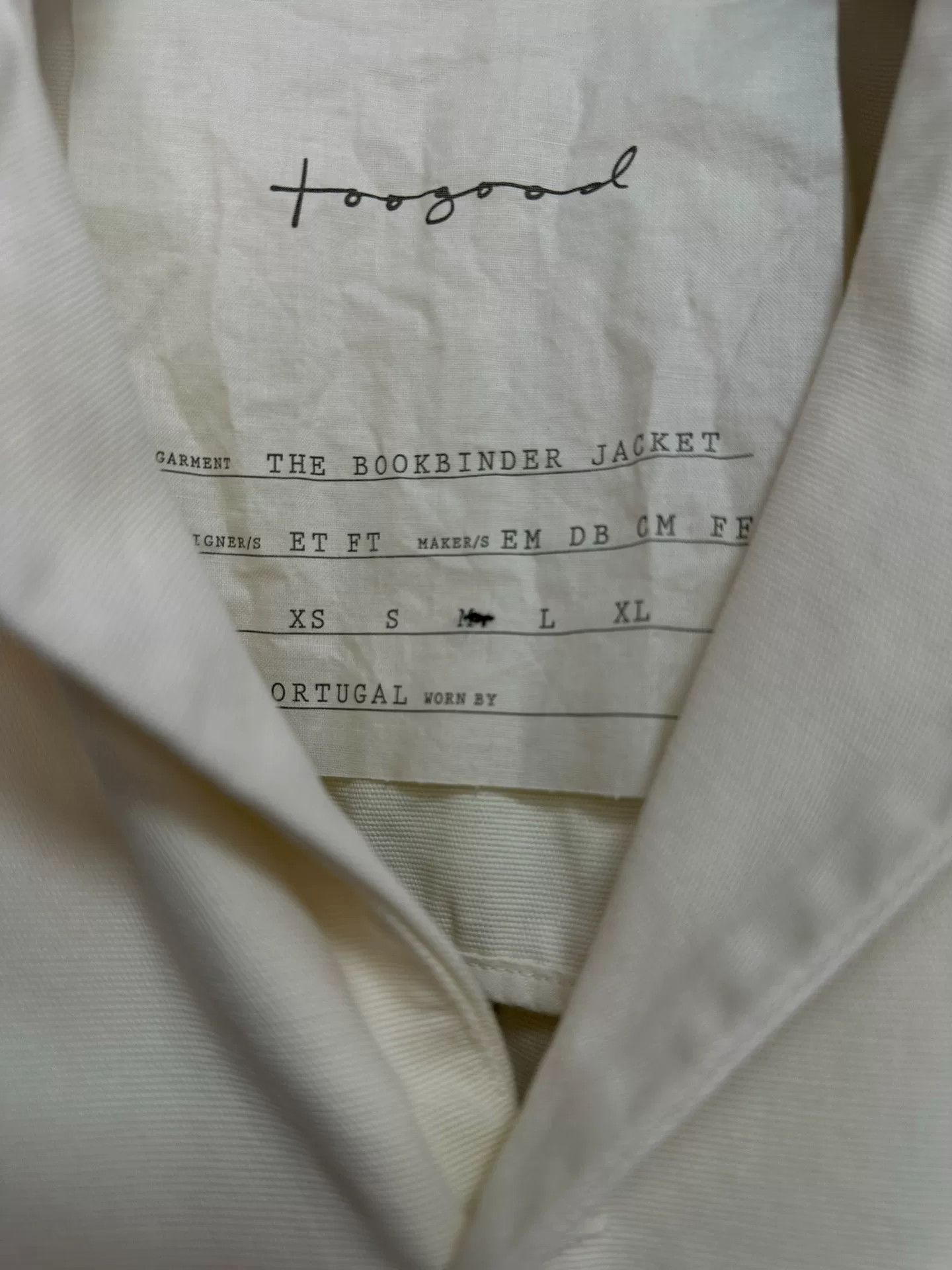 Toogood toogood bookbinder jacket in cream color Size US M / EU 48-50 / 2 - 5 Thumbnail
