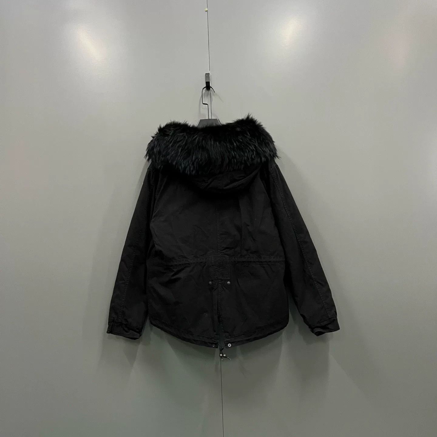 MR & MRS ITALY black fur-collared parka jacket L size Size L / US 10 / IT 46 - 2 Thumbnail