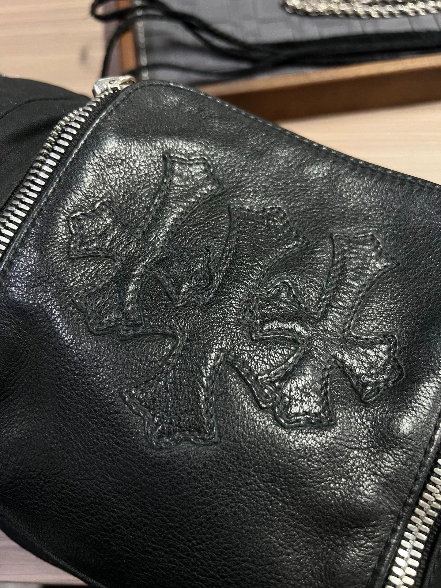 Chrome Hearts Chrome Hearts Black Leather Wash Bag Size ONE SIZE - 5 Thumbnail