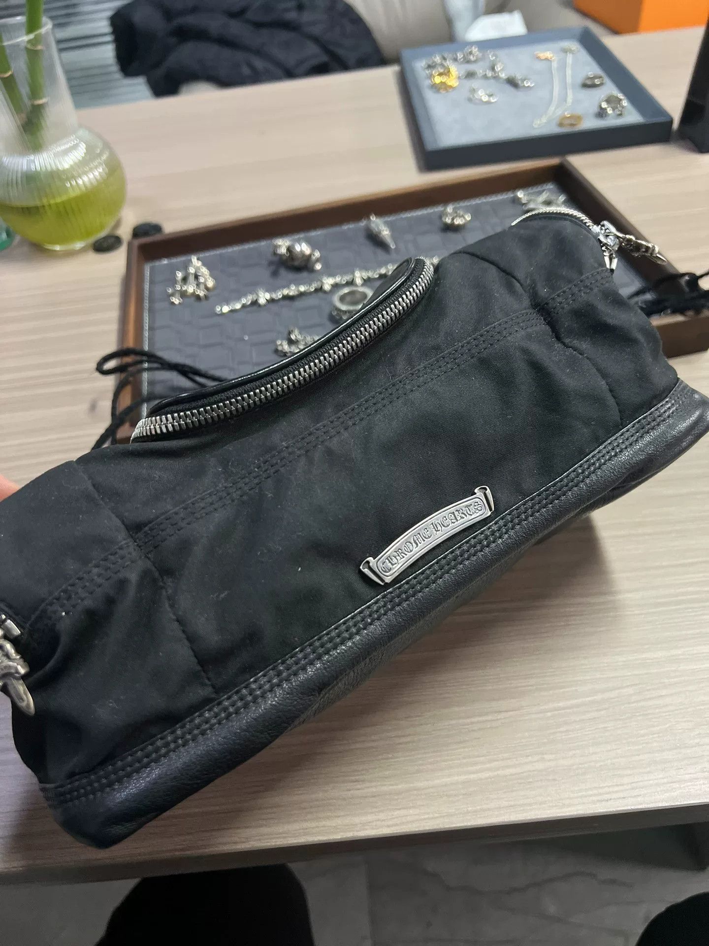 Chrome Hearts Chrome Hearts Black Leather Wash Bag Size ONE SIZE - 3 Thumbnail