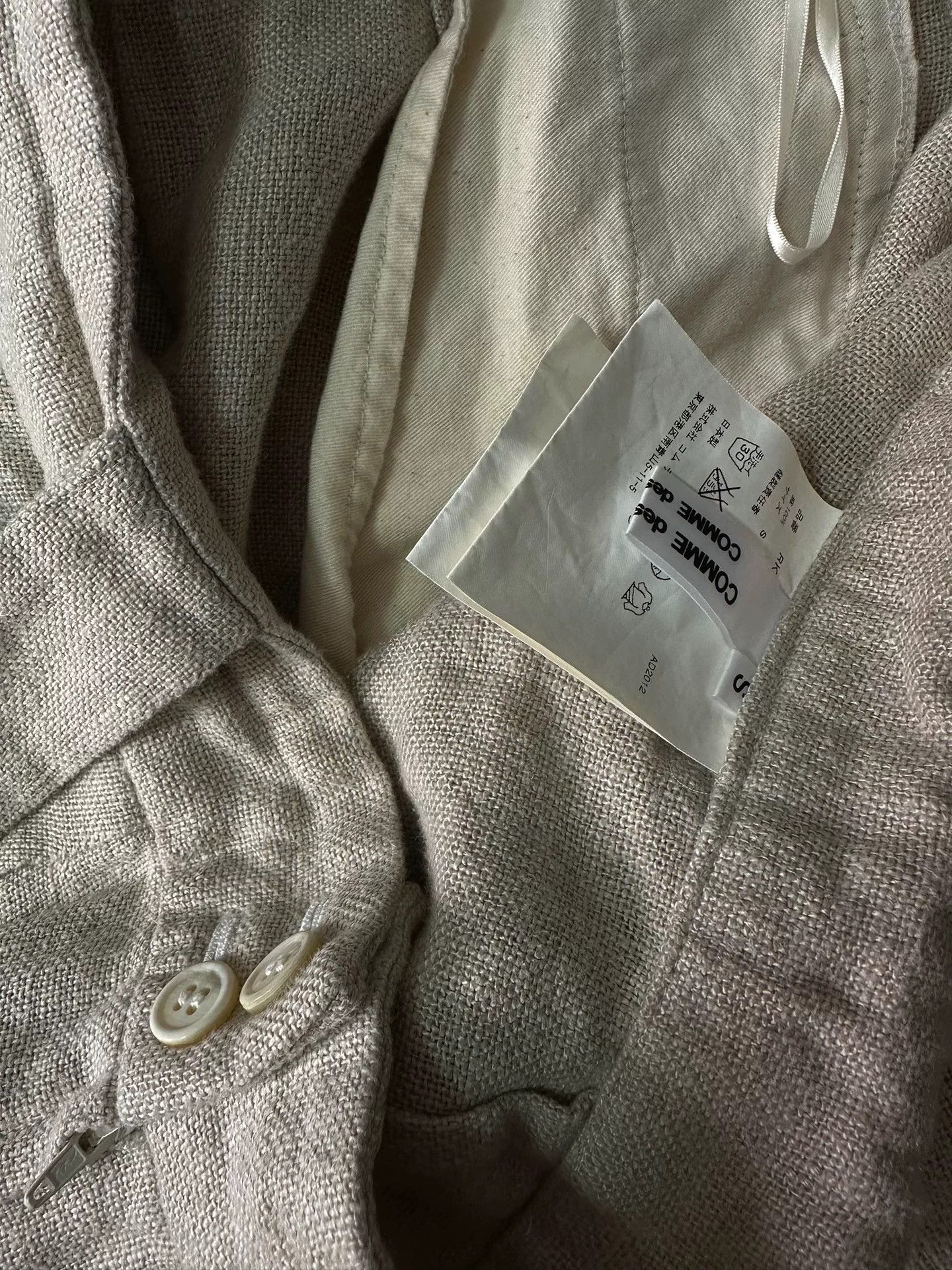 Comme des Garcons beige wide-leg overalls with horn buttons Size 23" - 7 Thumbnail