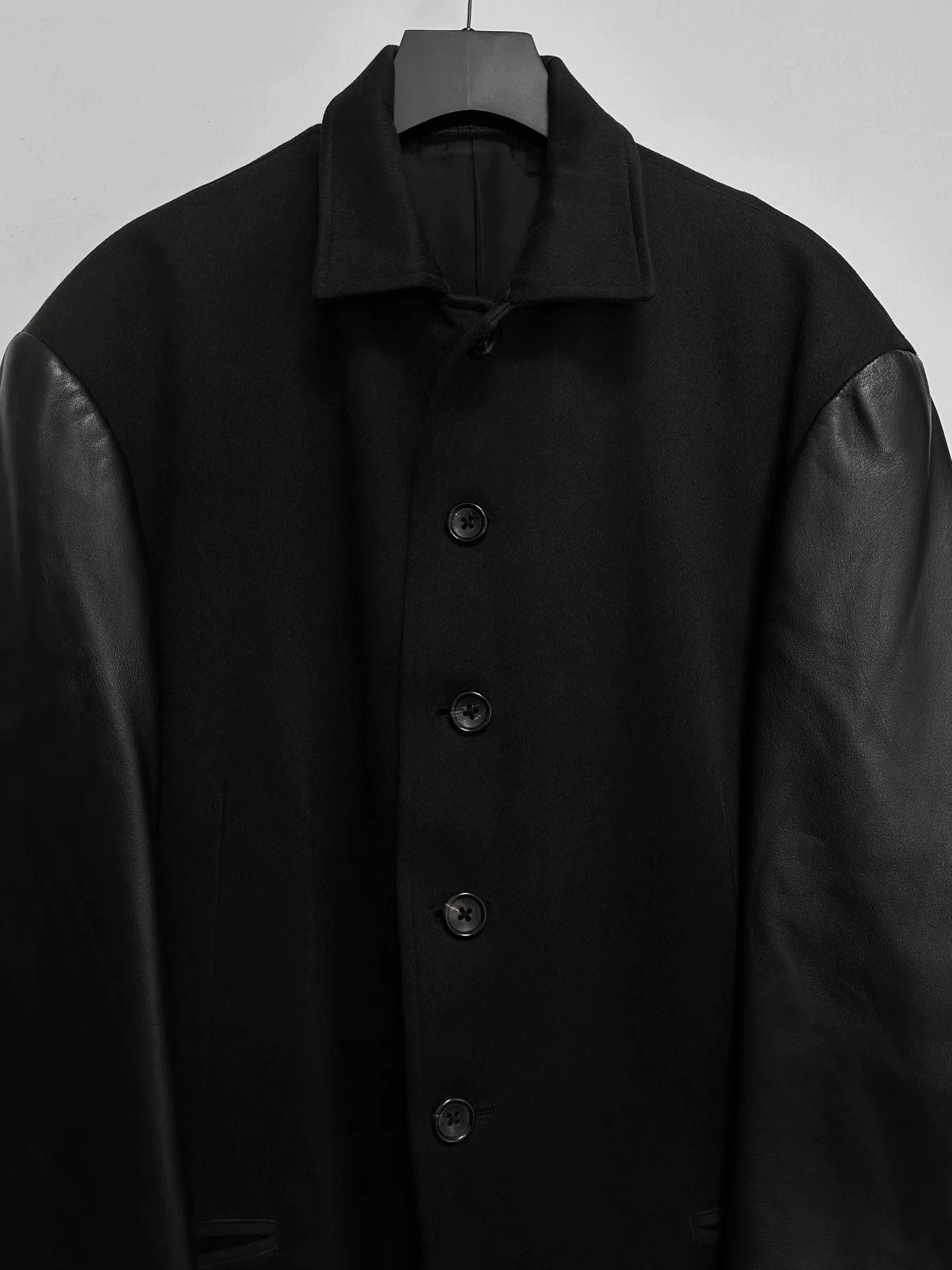 Yohji Yamamoto yohji yamamoto leather mix jacket 1996 Size US S / EU 44-46 / 1 - 6 Thumbnail