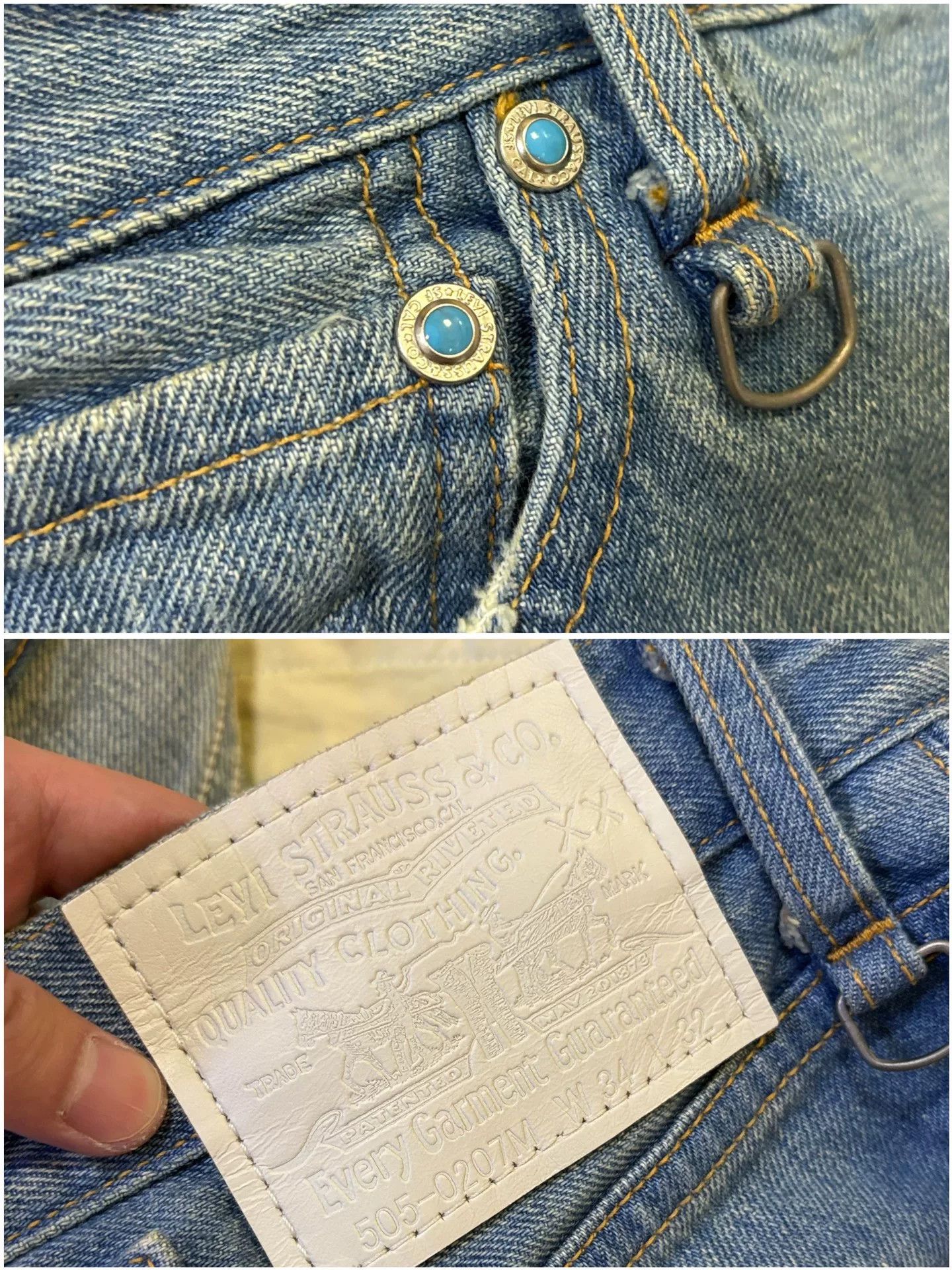 Levi's levis fenom turquoise distressed denim pants Size US 34 / EU 50 - 6 Thumbnail