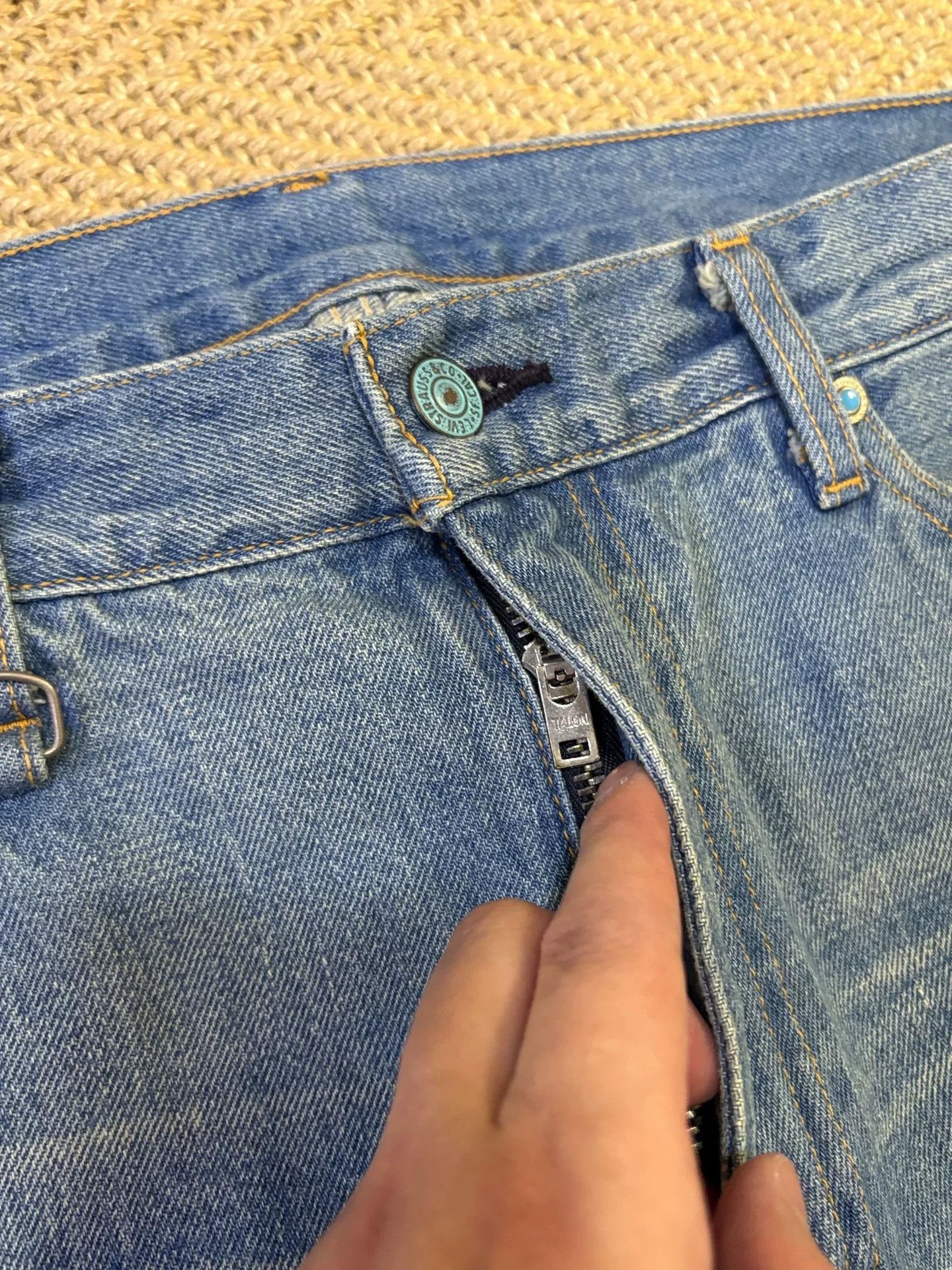 Levi's levis fenom turquoise distressed denim pants Size US 34 / EU 50 - 4 Thumbnail