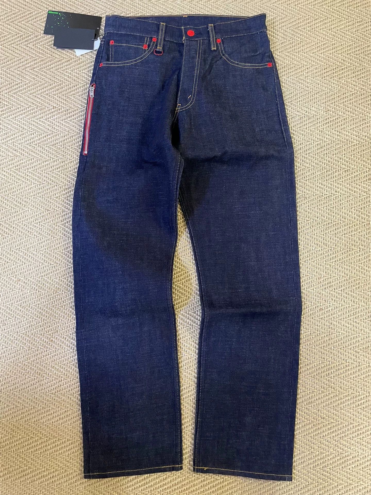A.F.F.A. fenom x affa red embroidered denim pants Size US 30 / EU 46 - 2 Thumbnail