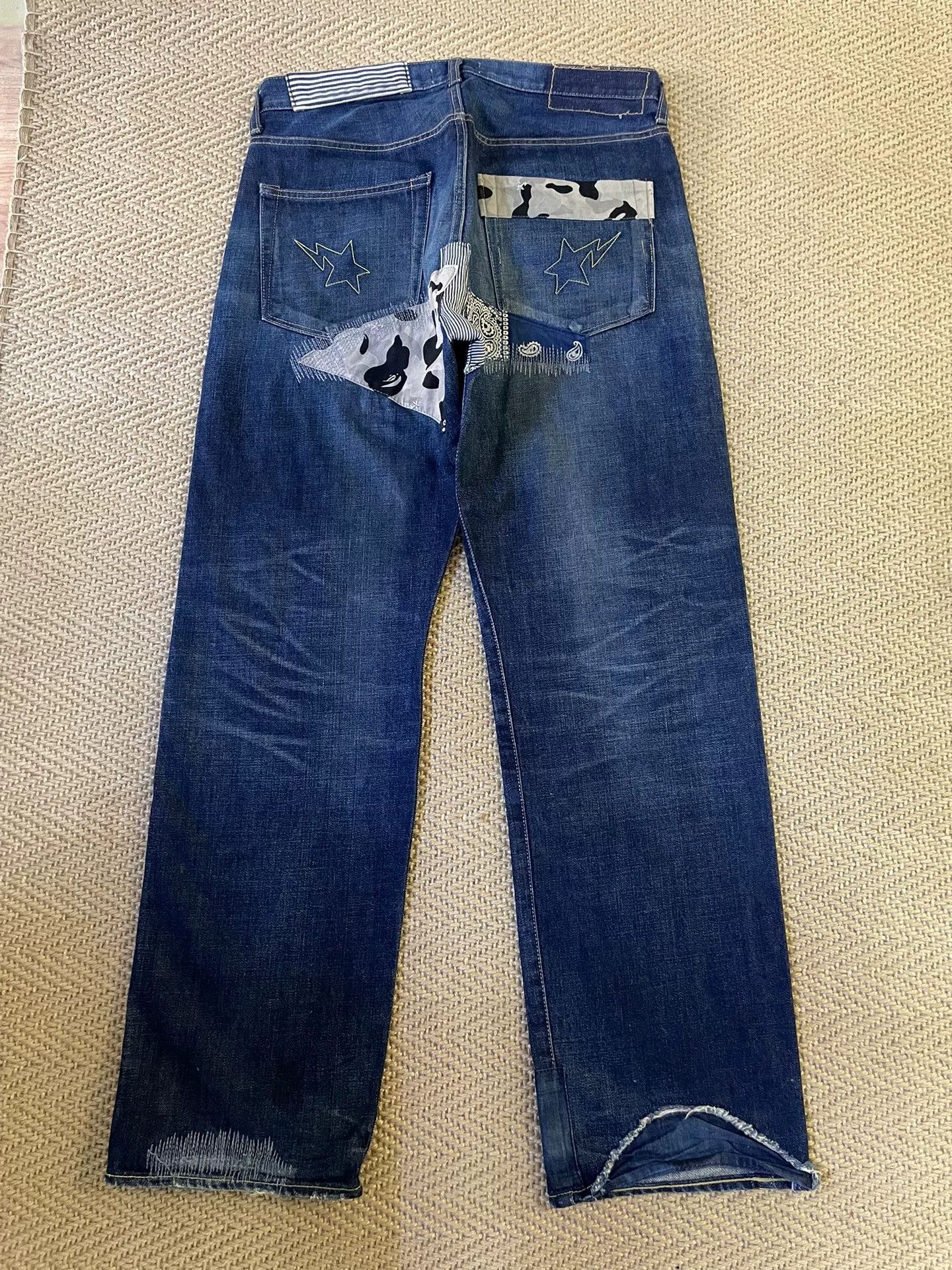 Bape bape type2 damage denim pants with patches Size US 31 - 2 Thumbnail