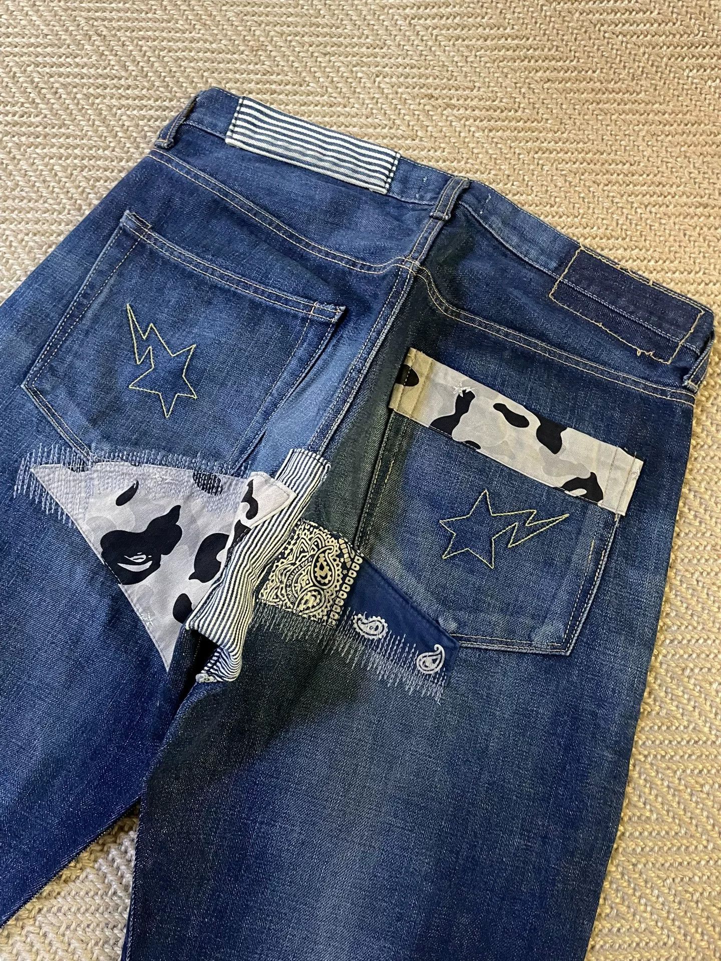 Bape bape type2 damage denim pants with patches Size US 31 - 5 Thumbnail