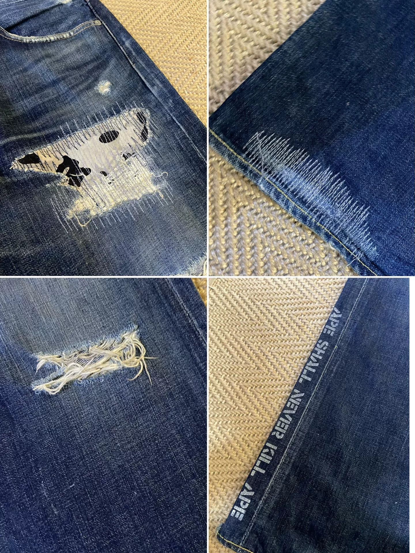 Bape bape type2 damage denim pants with patches Size US 31 - 6 Thumbnail