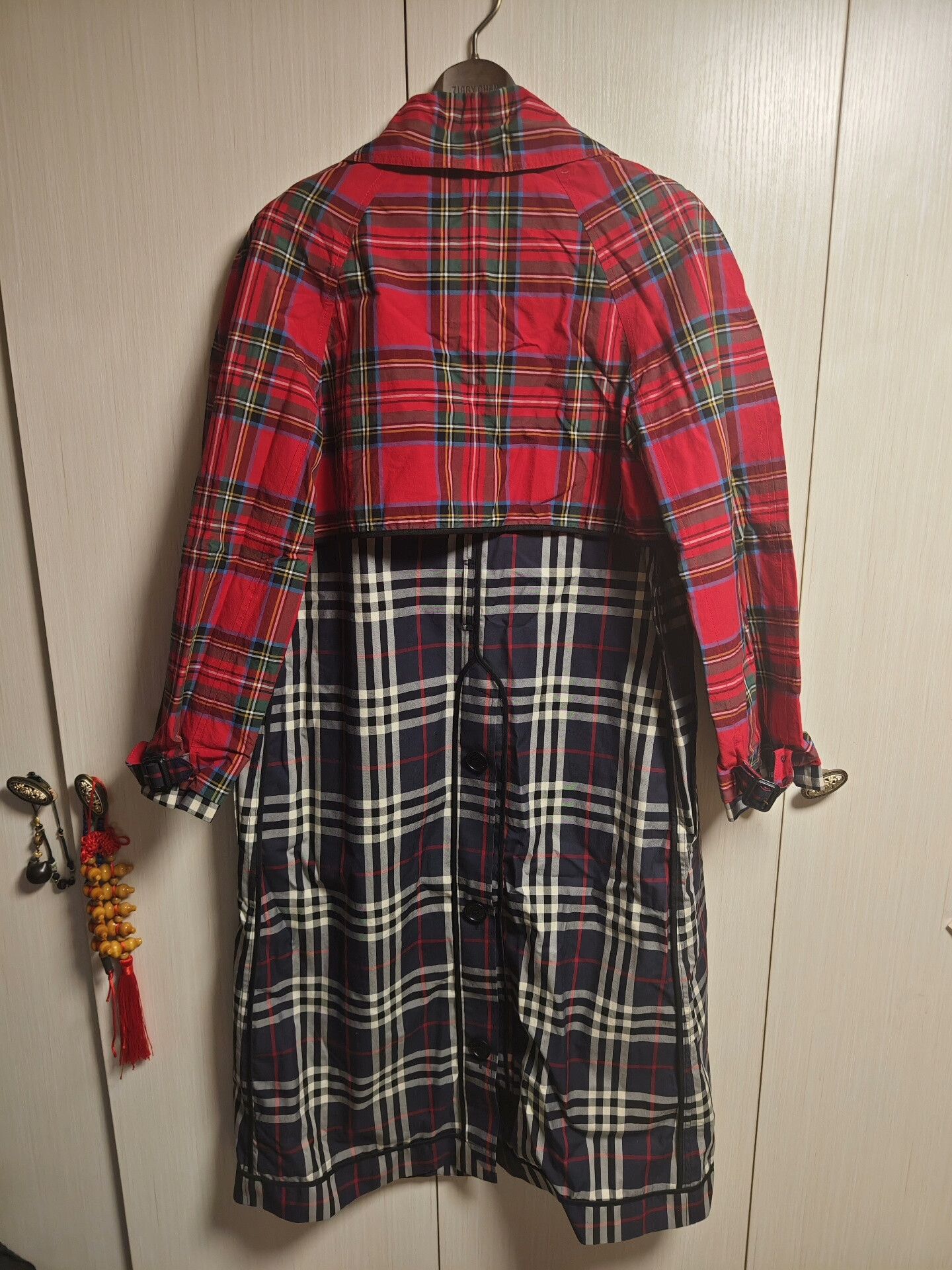 Burberry burberry red and blue check trench coat Size S / US 4 / IT 40 - 3 Thumbnail