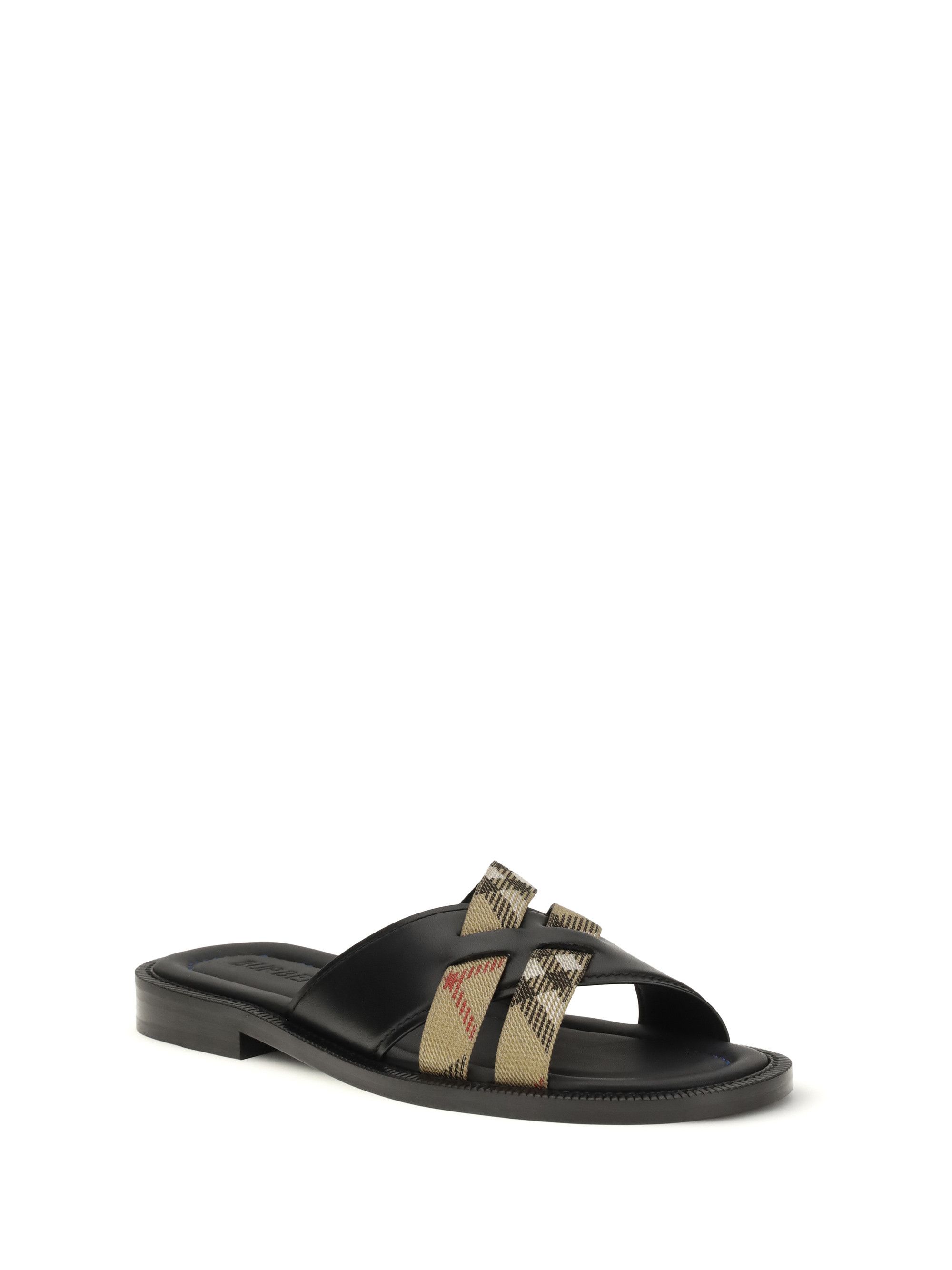 Burberry Drift leather and Check Sandals Size US 11 / EU 44 - 2 Thumbnail