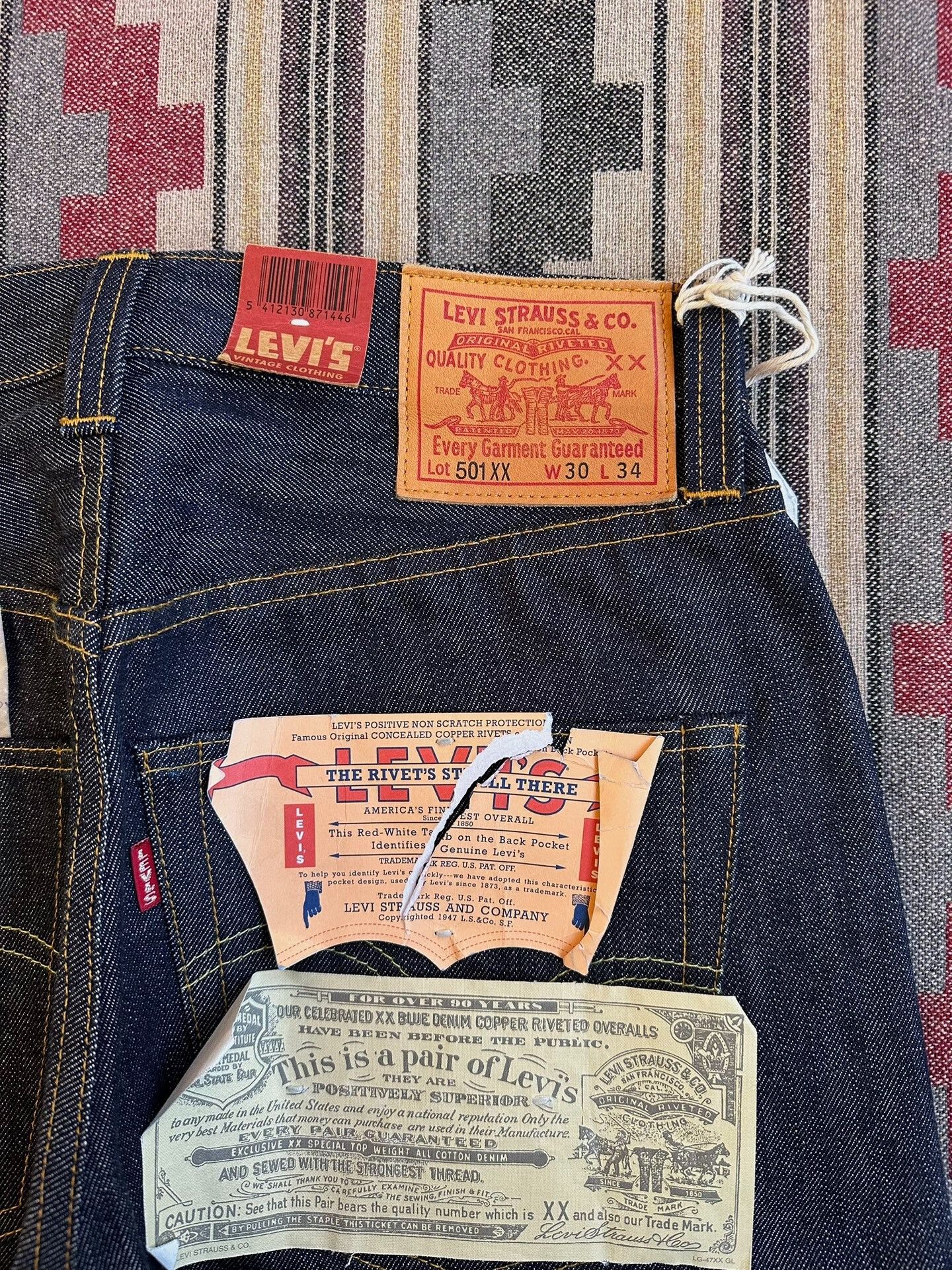 Levi's Vintage Clothing levi's lvc 1947 501xx raw denim jeans Size US 30 / EU 46 - 5 Thumbnail