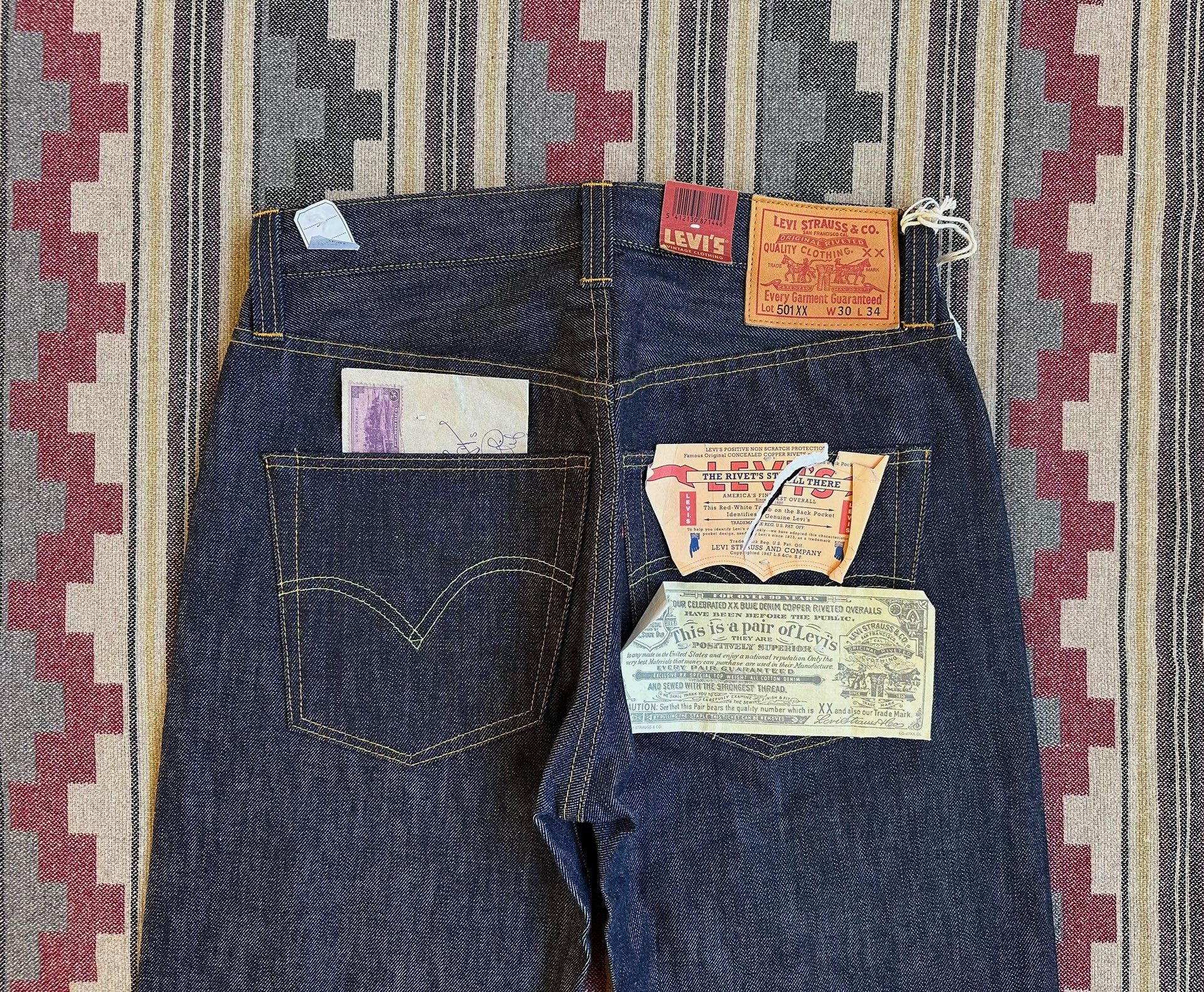 Levi's Vintage Clothing levi's lvc 1947 501xx raw denim jeans Size US 30 / EU 46 - 4 Thumbnail