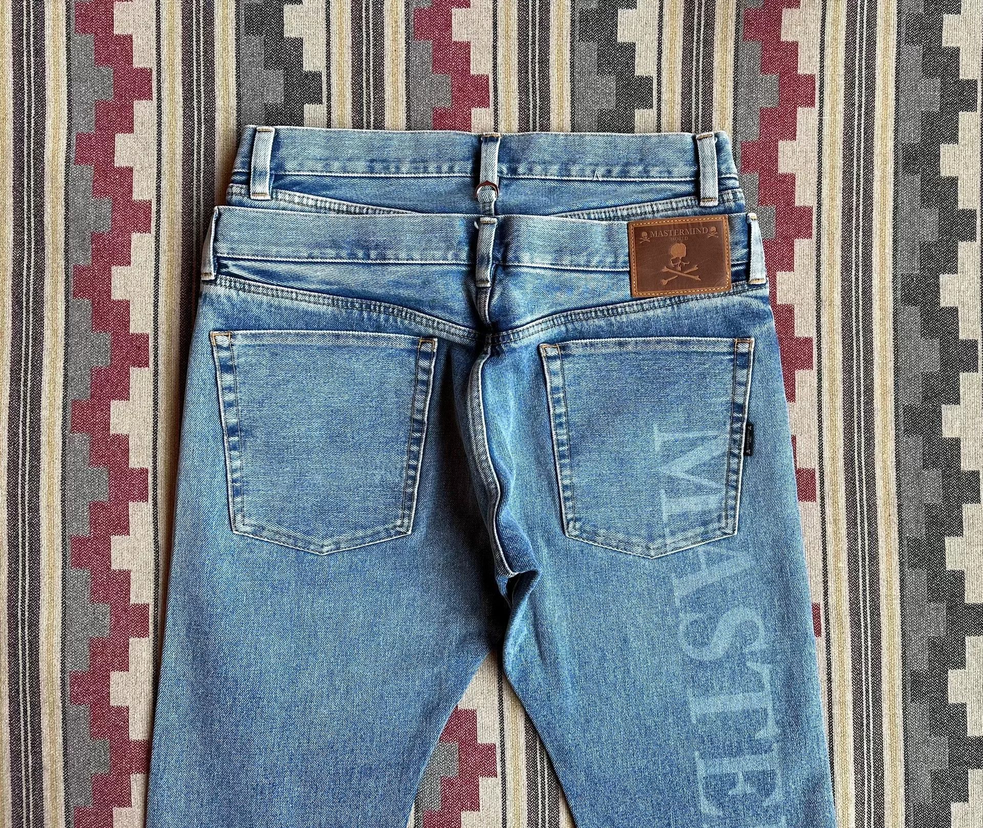 Mastermind Japan mastermind world skull embroidery denim pants Size US 34 / EU 50 - 4 Thumbnail