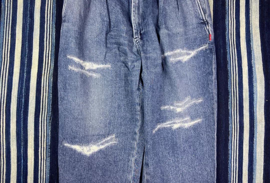 Beams Japan washed blue tapered denim pants for men Size US 31 - 2 Thumbnail