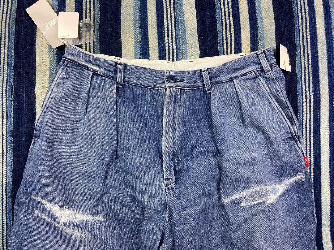 Beams Japan washed blue tapered denim pants for men Size US 31 - 4 Thumbnail