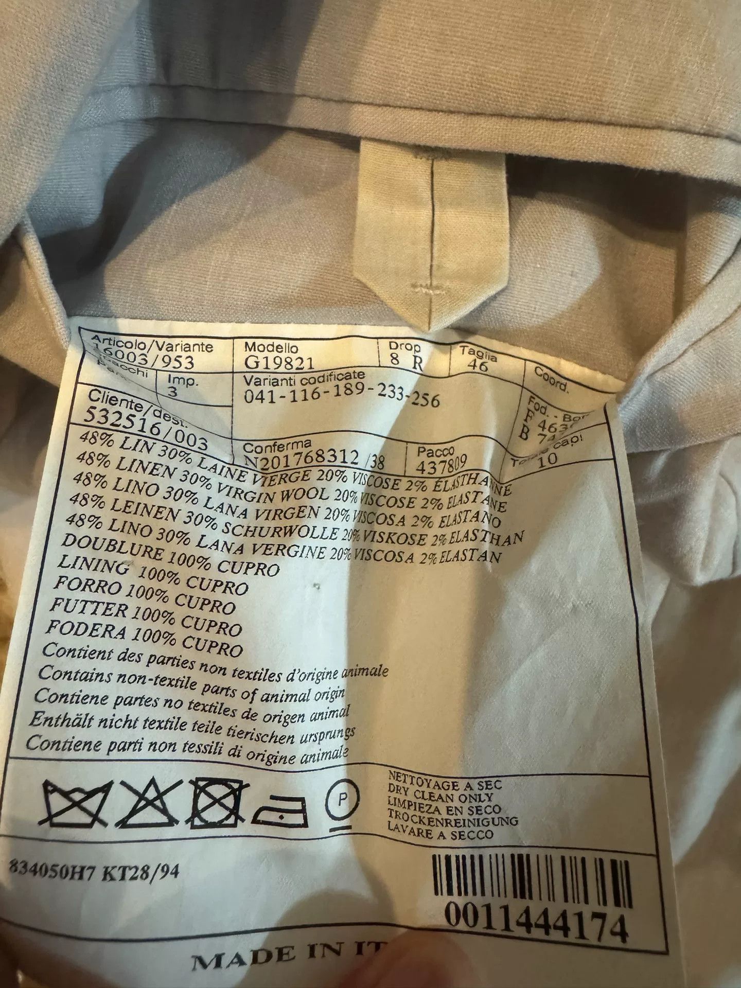 Hermes hermes men's tailored unlined linen blazer Size US M / EU 48-50 / 2 - 5 Thumbnail