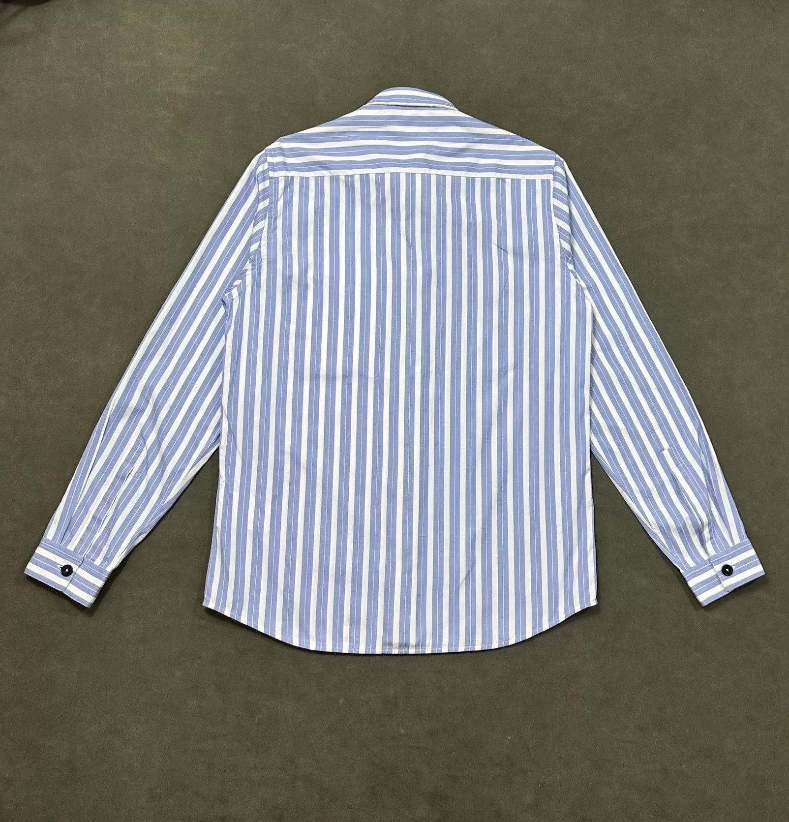 Jil Sander Jil Sander Blue Striped Long Sleeve Shirt Size US M / EU 48-50 / 2 - 2 Thumbnail