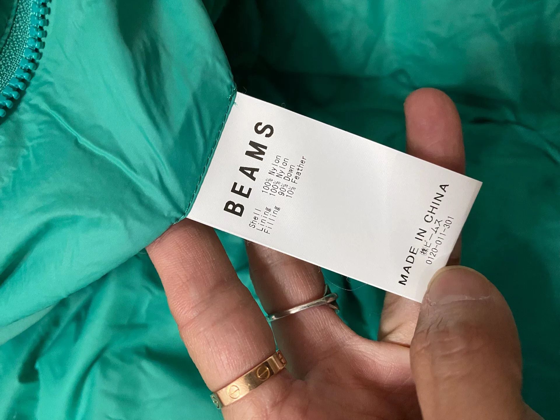 Beams Japan stylish teal puffer jacket for winter wear Size US M / EU 48-50 / 2 - 7 Thumbnail