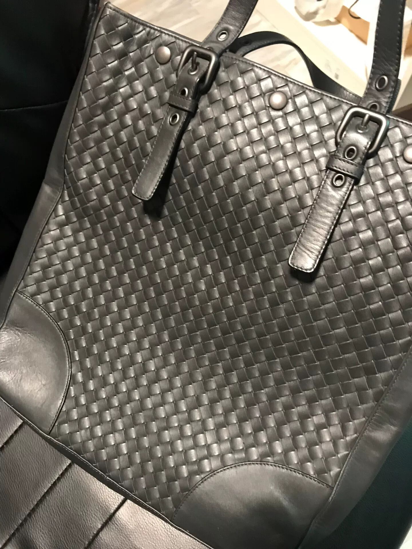 Bvlgari stylish black woven leather tote bag Size ONE SIZE - 2 Thumbnail