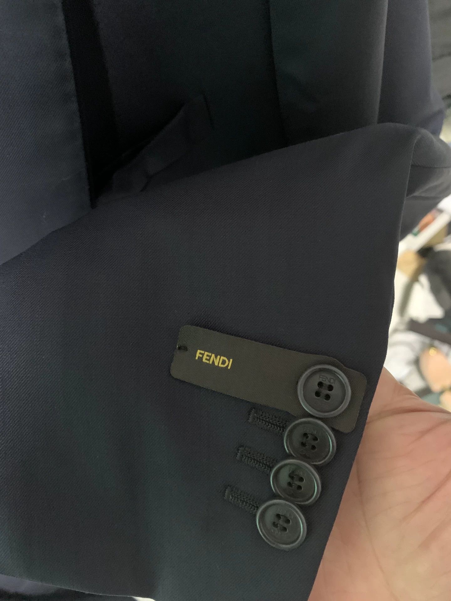 Fendi fendi navy wool suit with logo sleeve Size US L / EU 52-54 / 3 - 4 Thumbnail