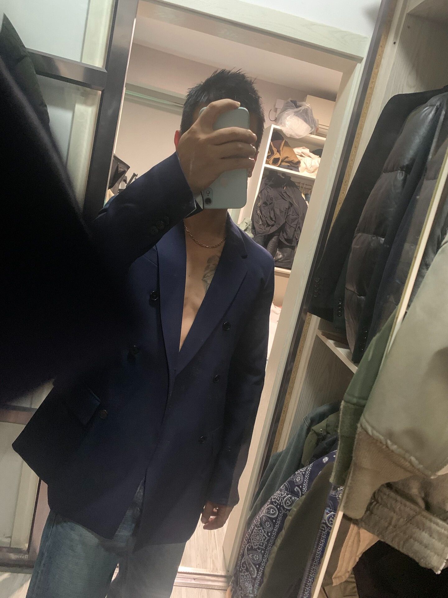 Calvin Klein 205W39NYC double-breasted navy blazer by calvin klein Size US S / EU 44-46 / 1 - 8 Thumbnail