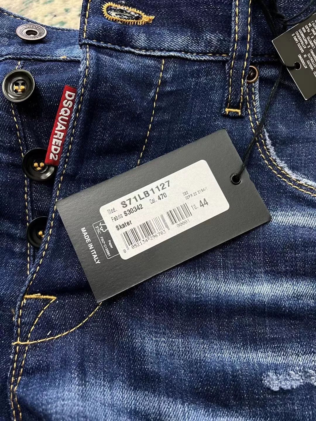 Dsquared2 Dsquared2 Blue Distressed Denim Skater Pants Size US 31 - 8 Thumbnail