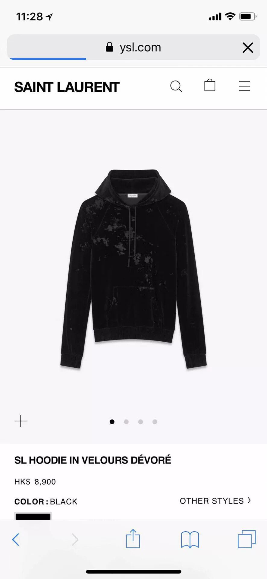 Yves Saint Laurent black velvet hoodie from Saint Laurent Size US S / EU 44-46 / 1 - 4 Thumbnail
