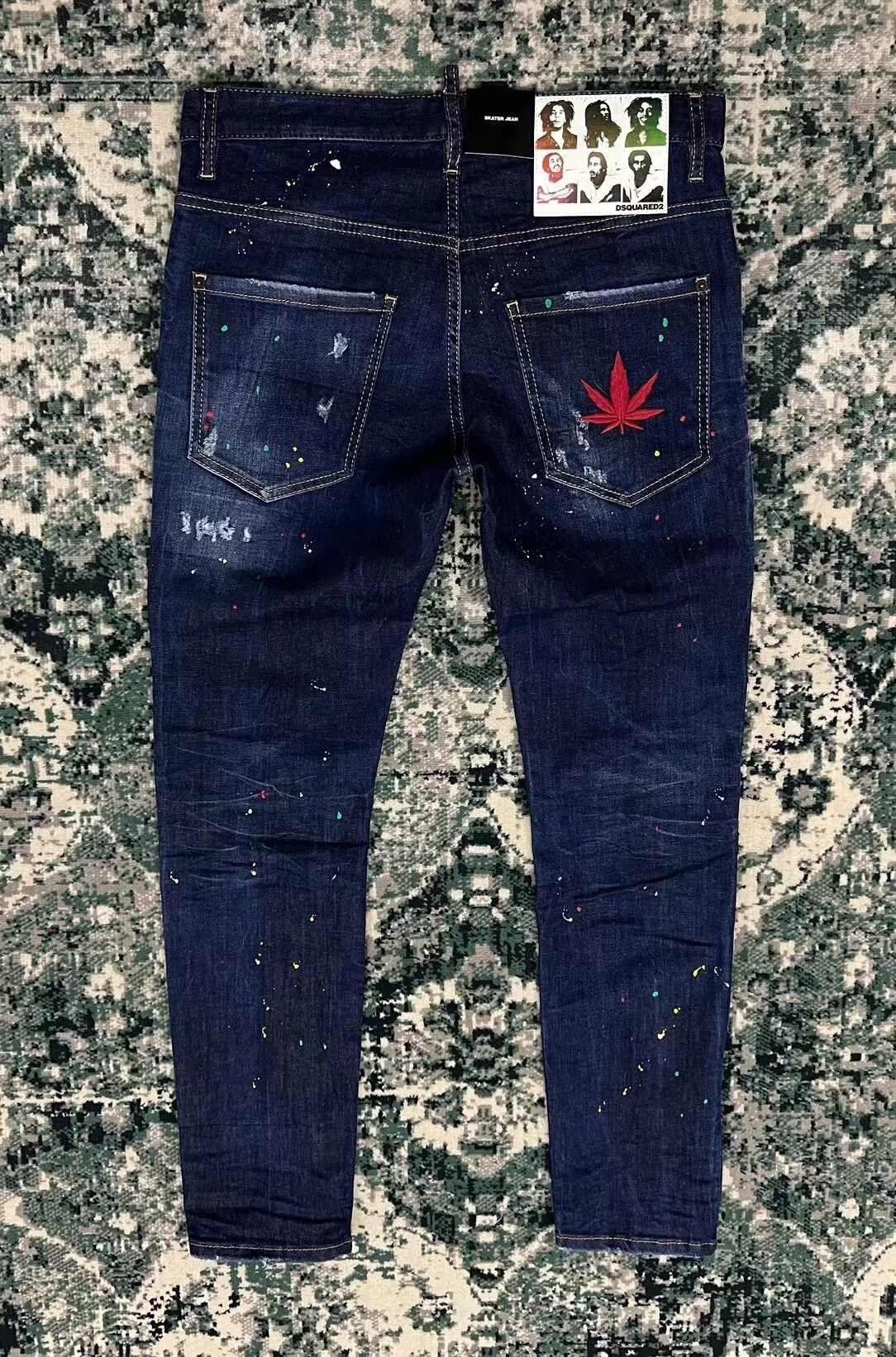 Dsquared2 Dsquared2 Blue Denim Pants with Paint Splatter Size US 31 - 2 Thumbnail