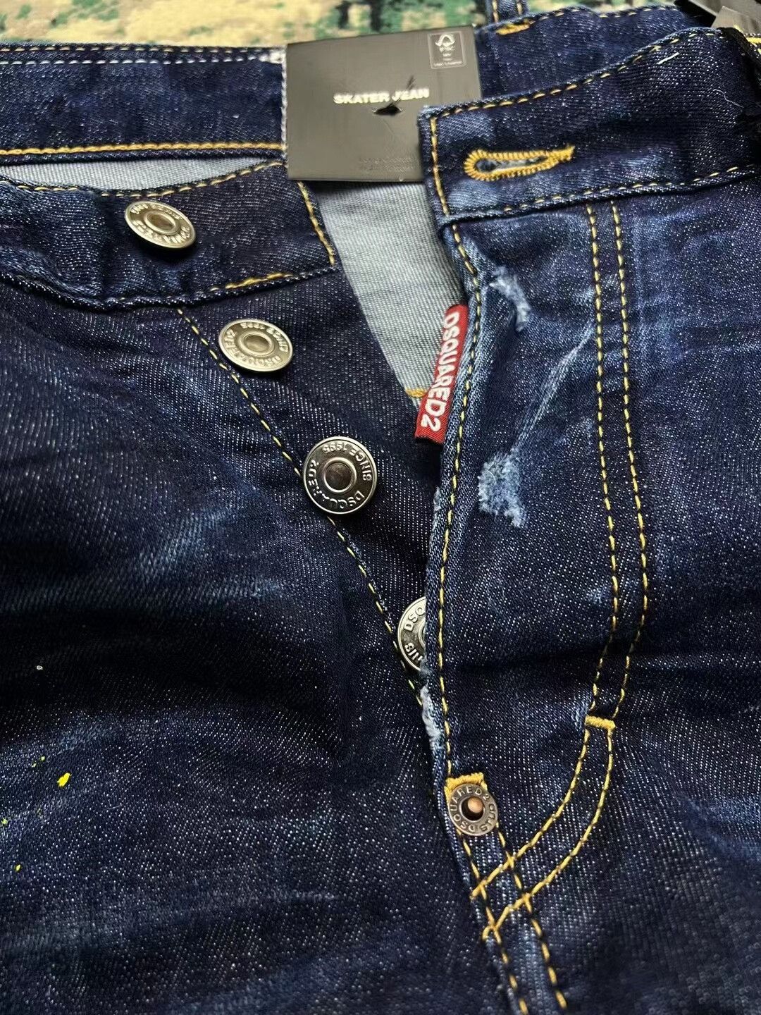 Dsquared2 Dsquared2 Blue Denim Pants with Paint Splatter Size US 31 - 3 Thumbnail