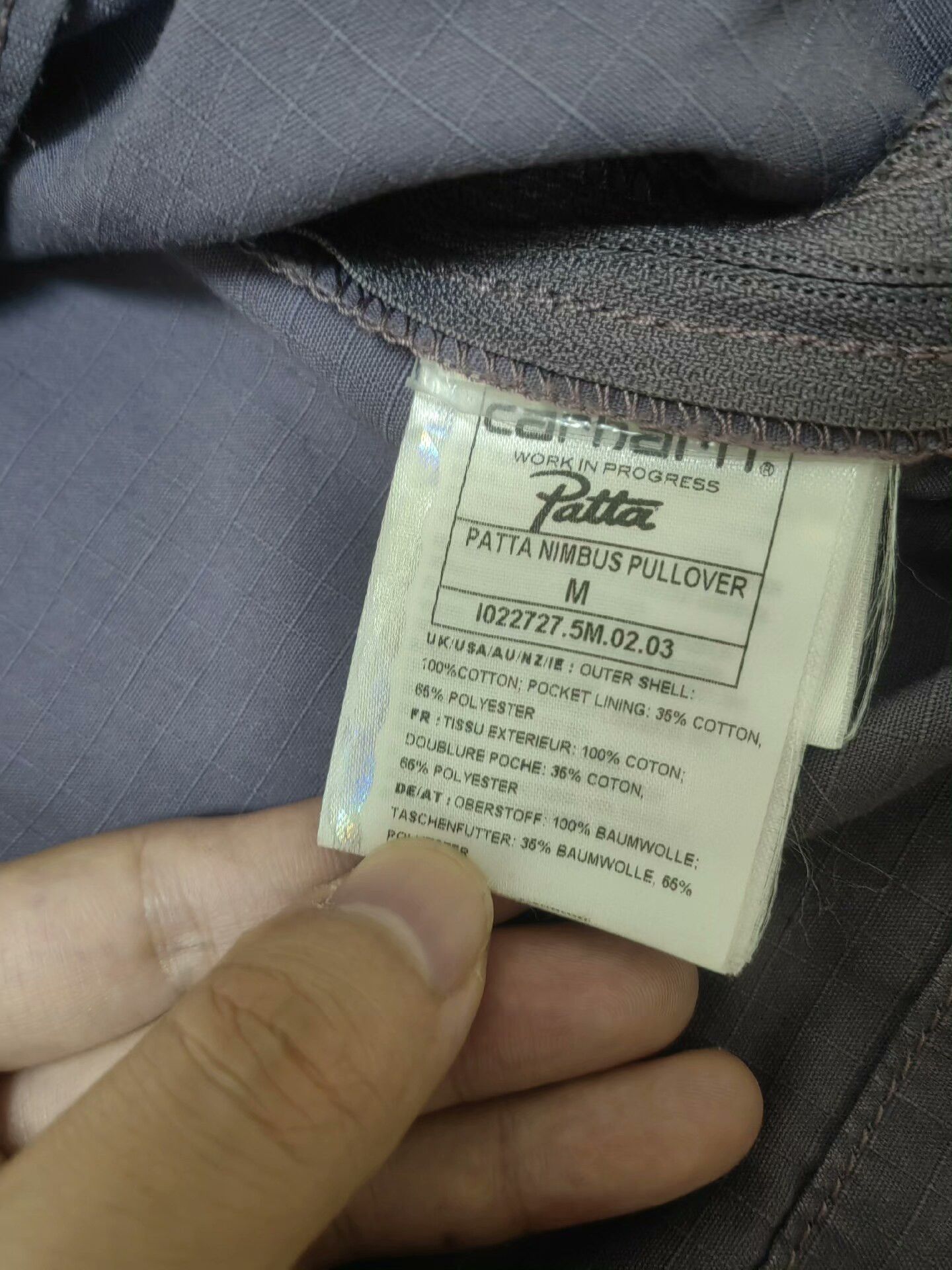 patta x carhartt nimbus pullover jacket