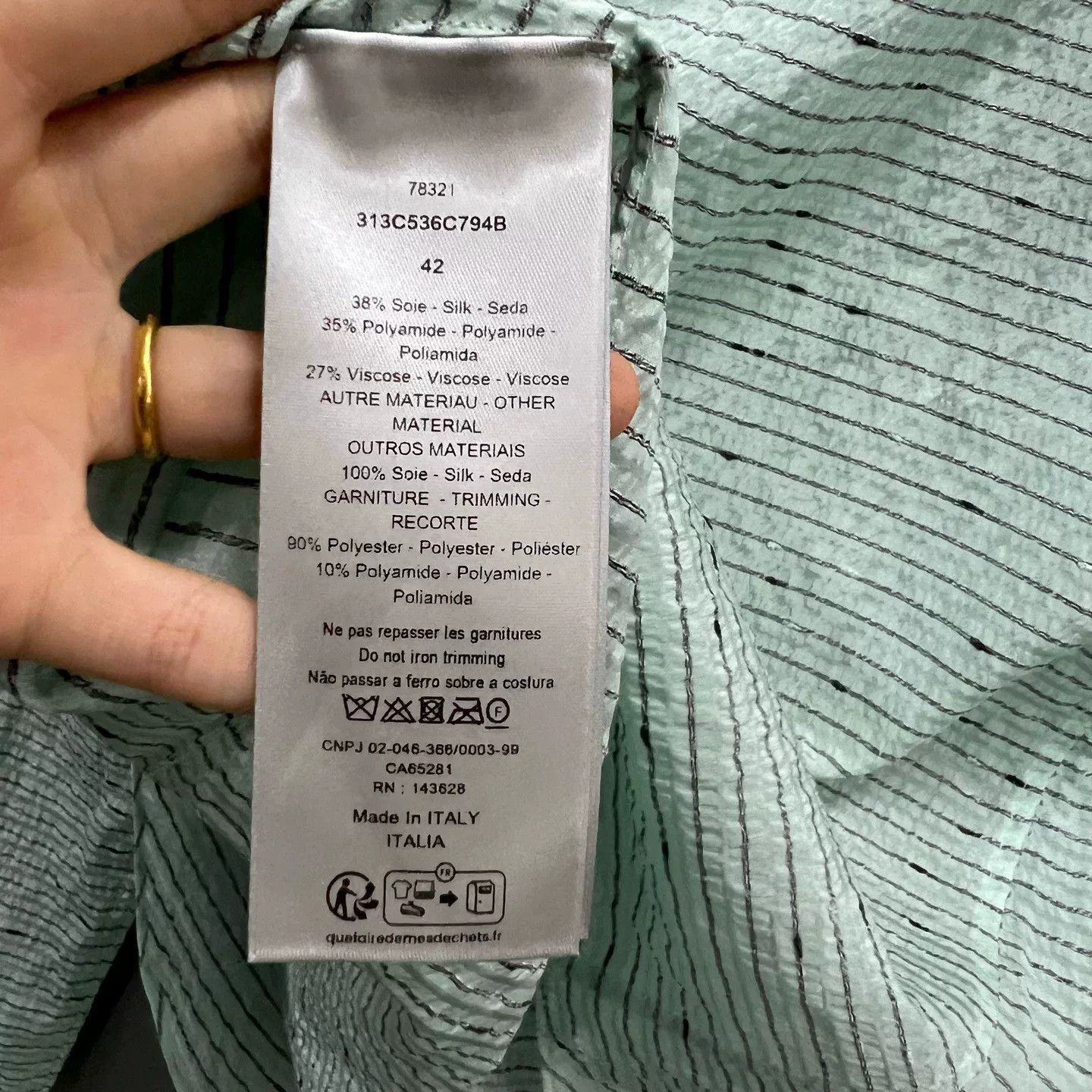Dior dior mint green striped silk shirt Size US M / EU 48-50 / 2 - 3 Thumbnail