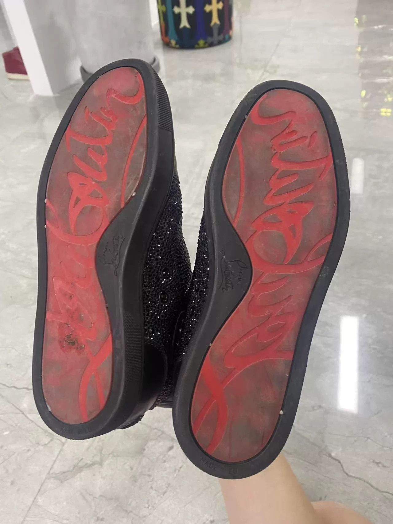 Christian Louboutin christian louboutin black embellished sneakers size 41 Size US 9 / EU 42 - 2 Thumbnail