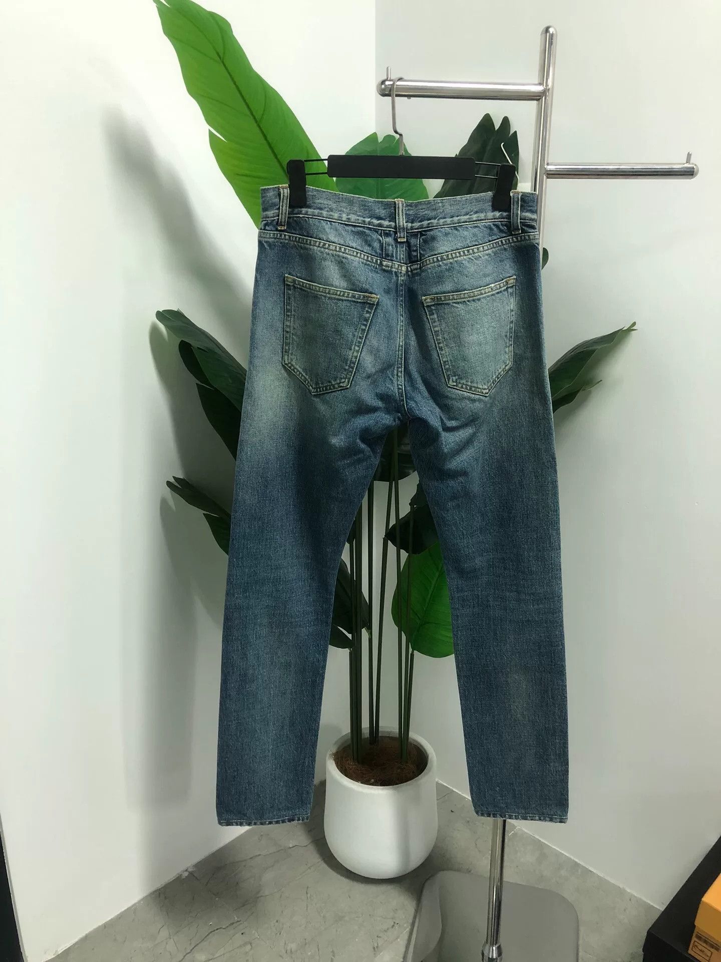 Saint Laurent Paris Saint Laurent D02 Blue Distressed Denim Pants Size US 31 - 2 Thumbnail