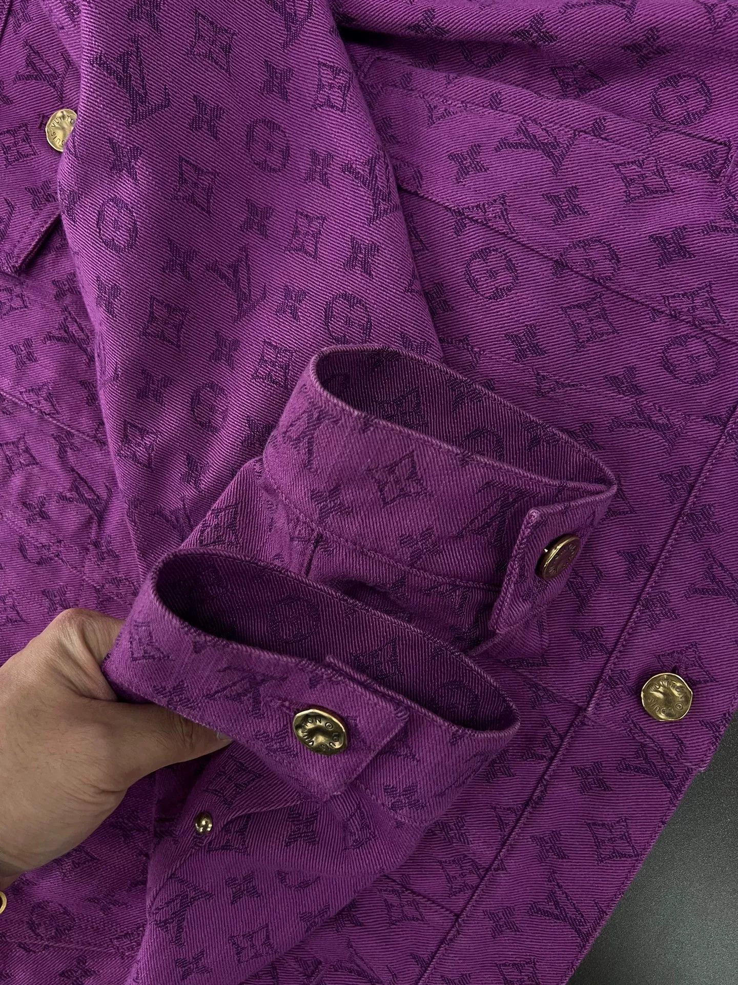 Louis Vuitton purple LV monogram denim jacket size 48 Size L / US 10 / IT 46 - 5 Thumbnail