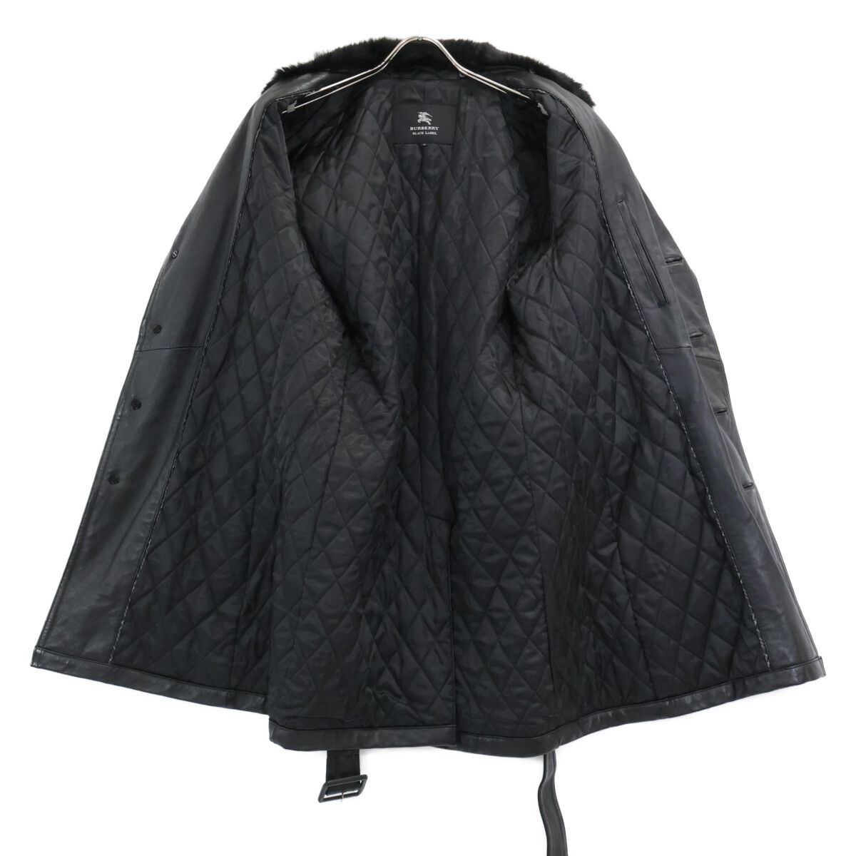 Burberry Burberry Burberry Black Label Lamb Leather Rabbit Fur Trench Coat Leather Outerwear DUTY FREE for USA Size ONE SIZE - 4 Thumbnail