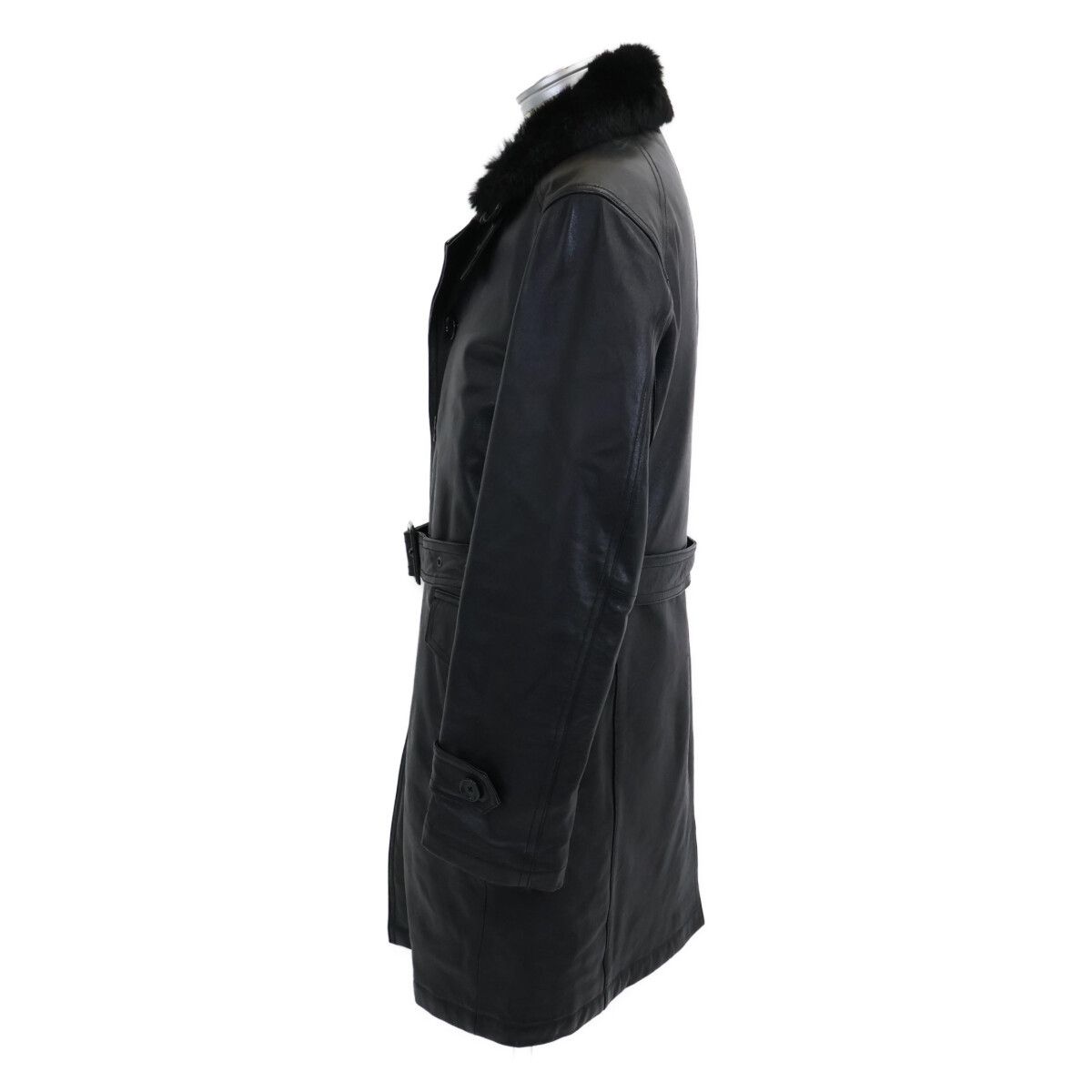 Burberry Burberry Burberry Black Label Lamb Leather Rabbit Fur Trench Coat Leather Outerwear DUTY FREE for USA Size ONE SIZE - 2 Thumbnail