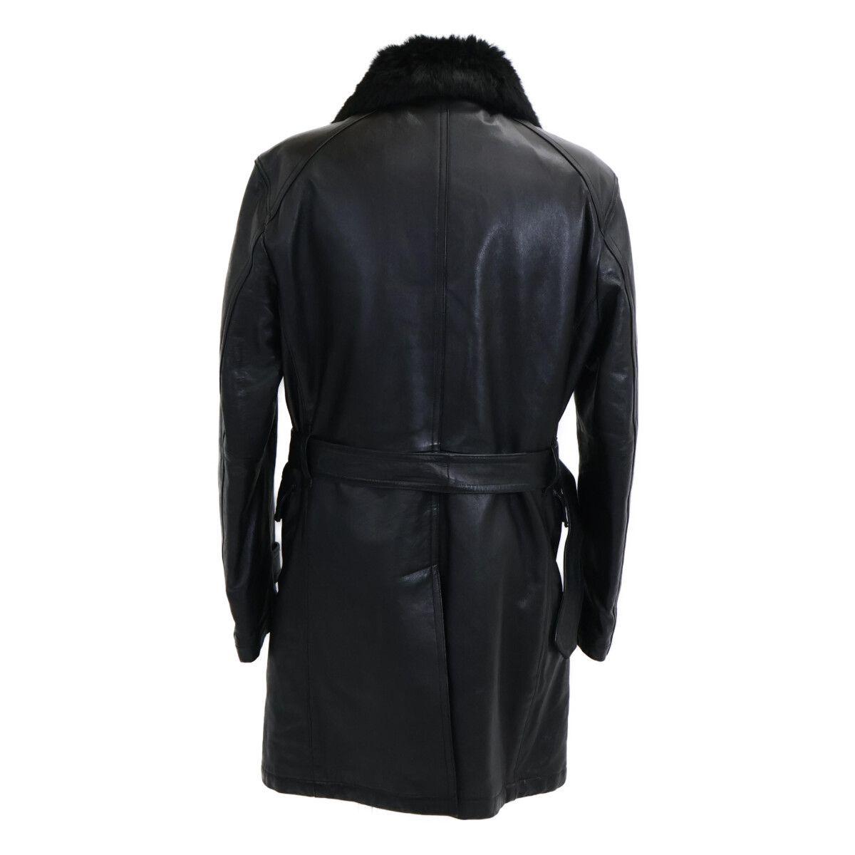 Burberry Burberry Burberry Black Label Lamb Leather Rabbit Fur Trench Coat Leather Outerwear DUTY FREE for USA Size ONE SIZE - 3 Thumbnail