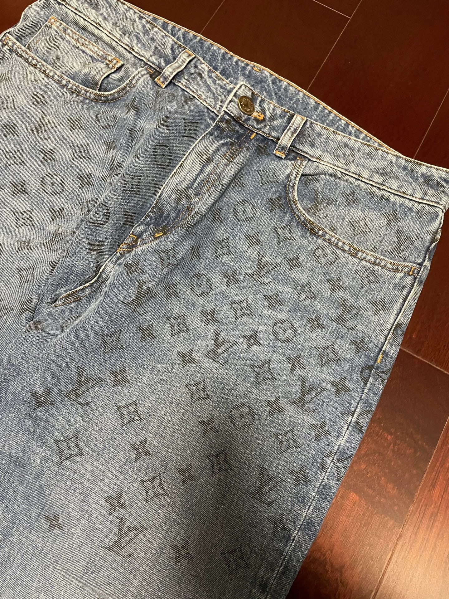Louis Vuitton lv printed denim pants size 34 Size US 34 / EU 50 - 3 Thumbnail