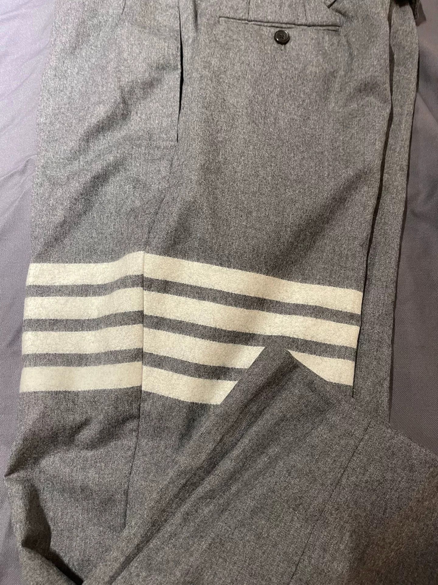 Thom Browne thom browne flannel trousers with four stripes Size US 31 - 2 Thumbnail