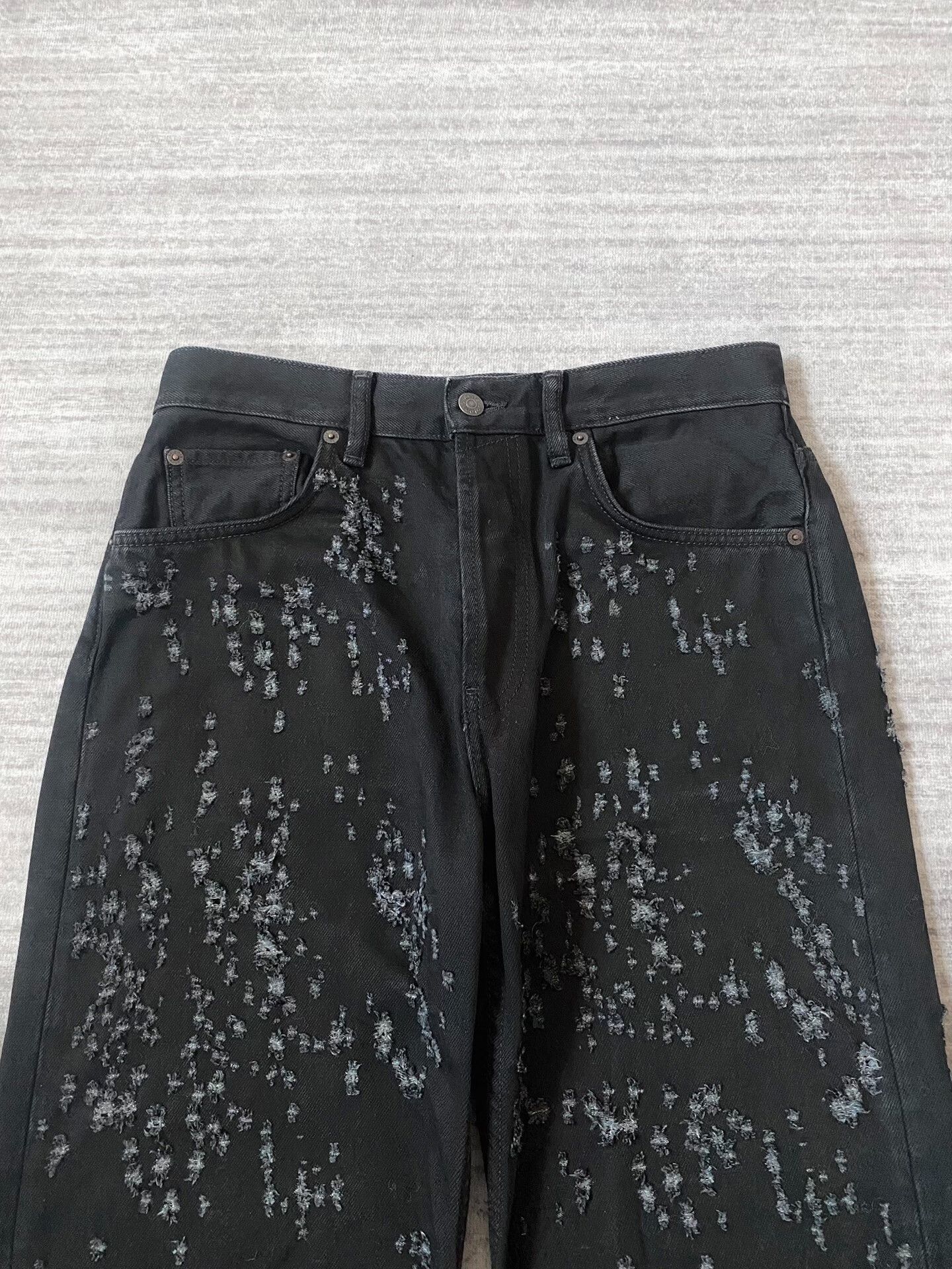 Acne Studios Acne Studios Distressed Black Denim Flared Pants Size US 30 / EU 46 - 2 Thumbnail