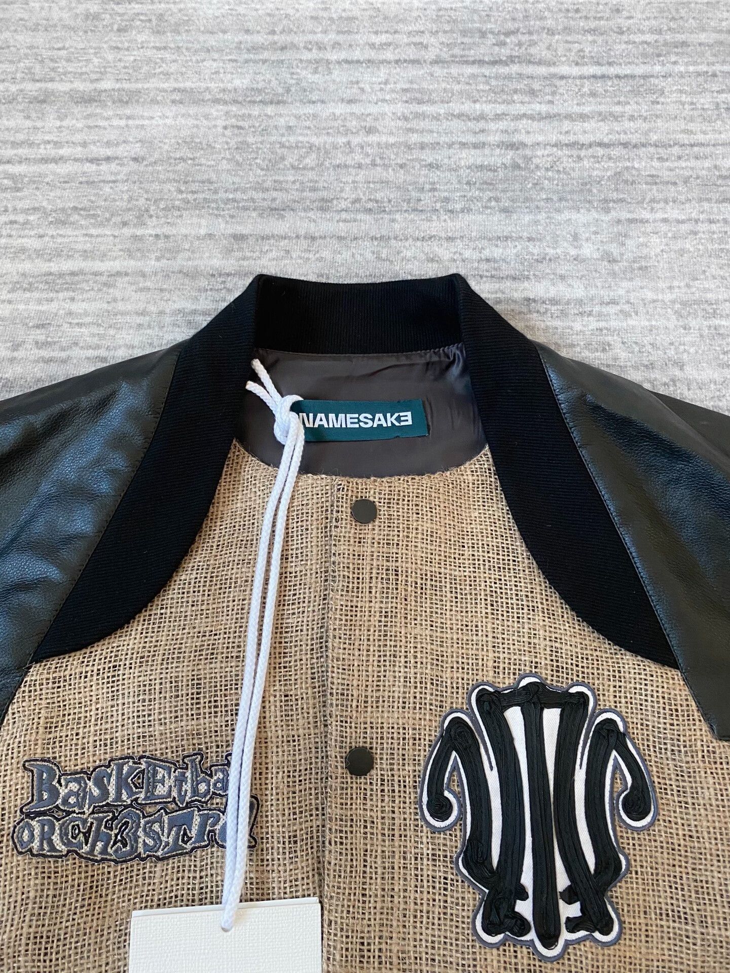 NAMESAKE beige baseball jacket with leather sleeves Size US M / EU 48-50 / 2 - 4 Thumbnail