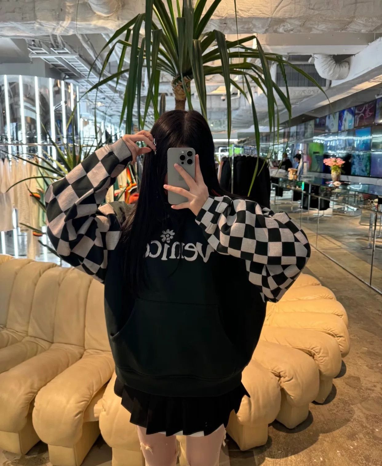 ERL black and white checkered hoodie with red hood Size US L / EU 52-54 / 3 - 8 Thumbnail